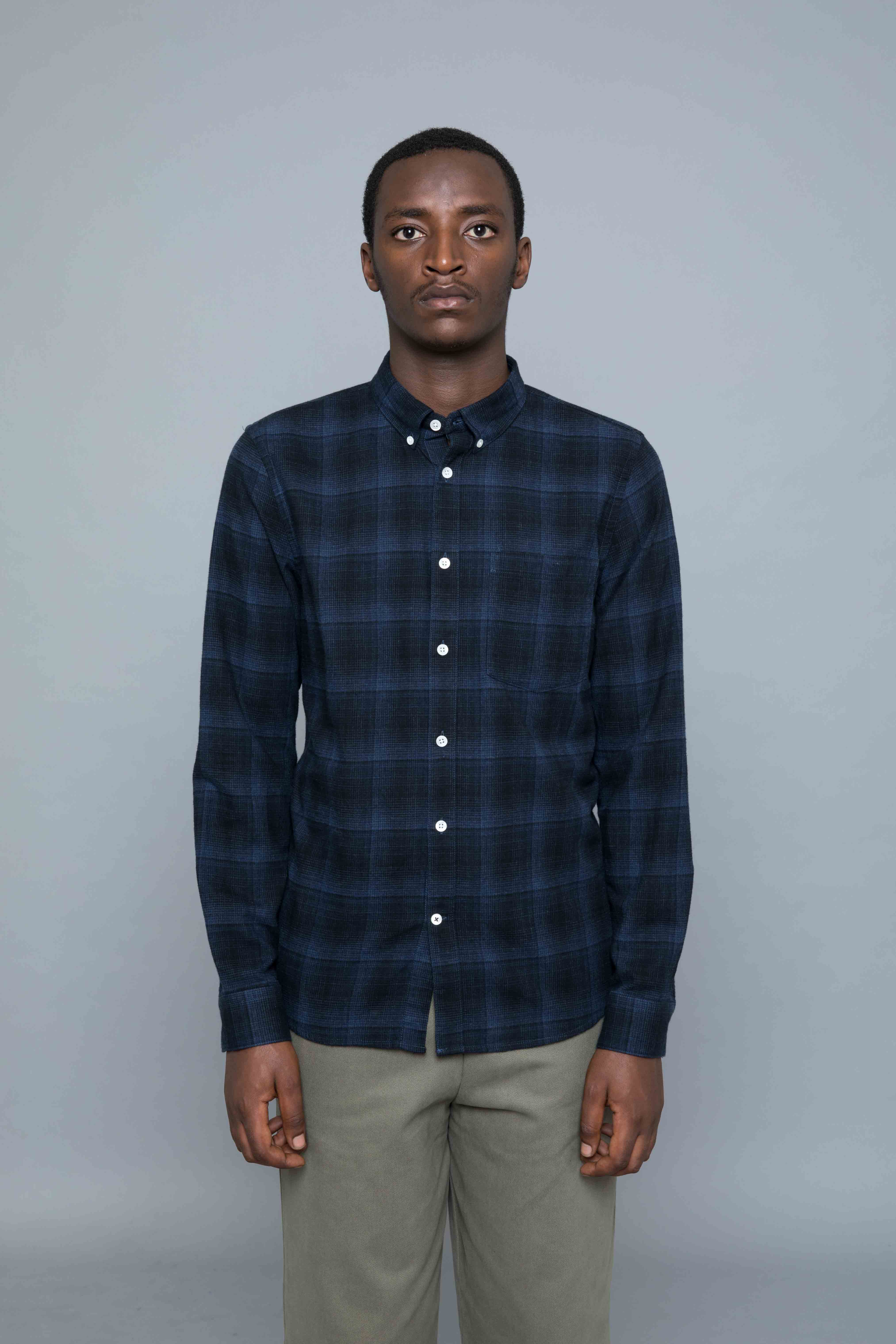 Nn07 Falk Shirt Blue Check Centreville Store In Brussels