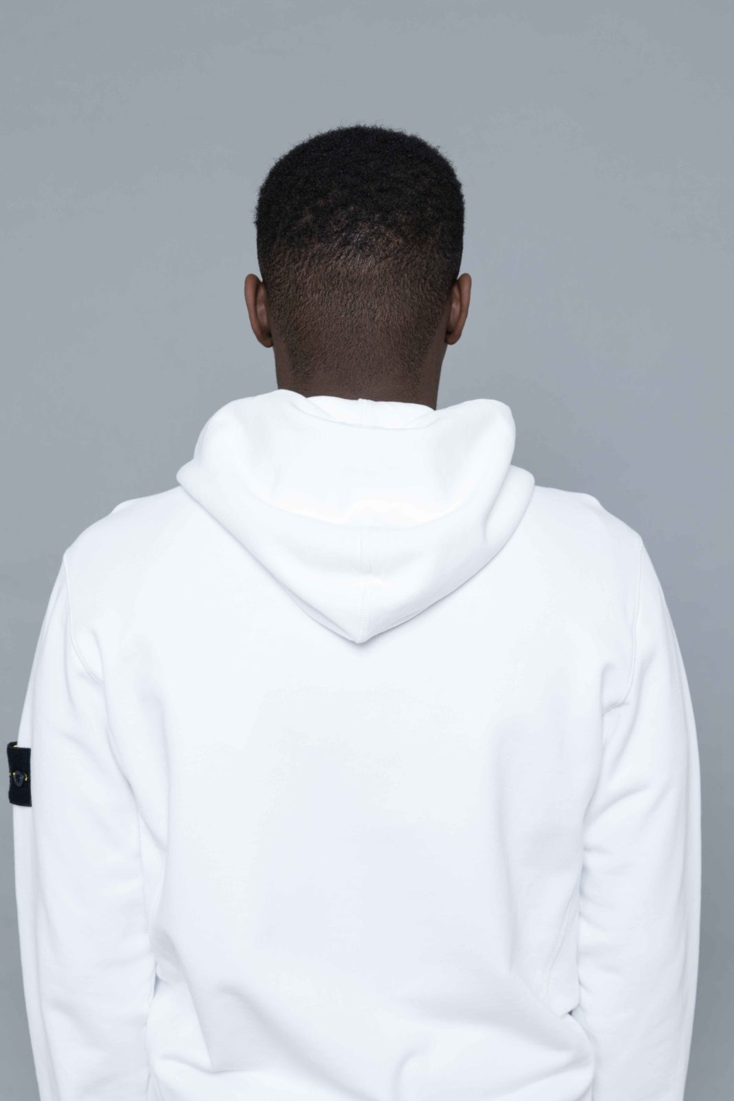 white hoodie stone island