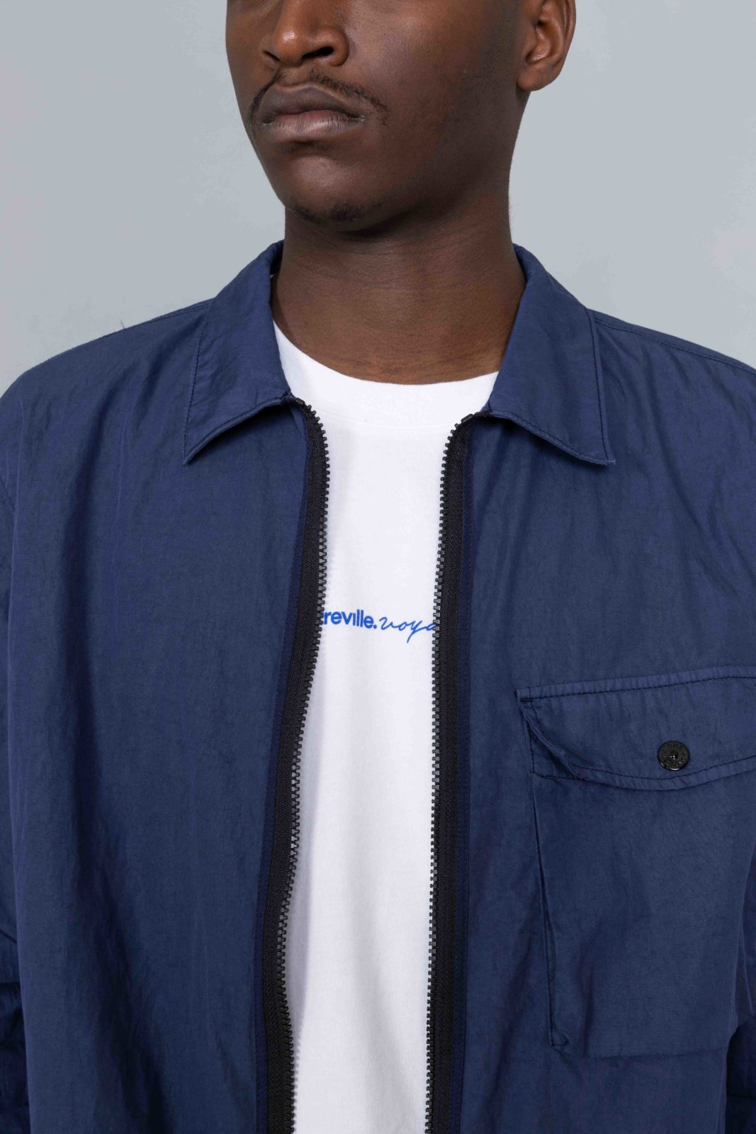 Stone Island Zip Overshirt Blue Navy 