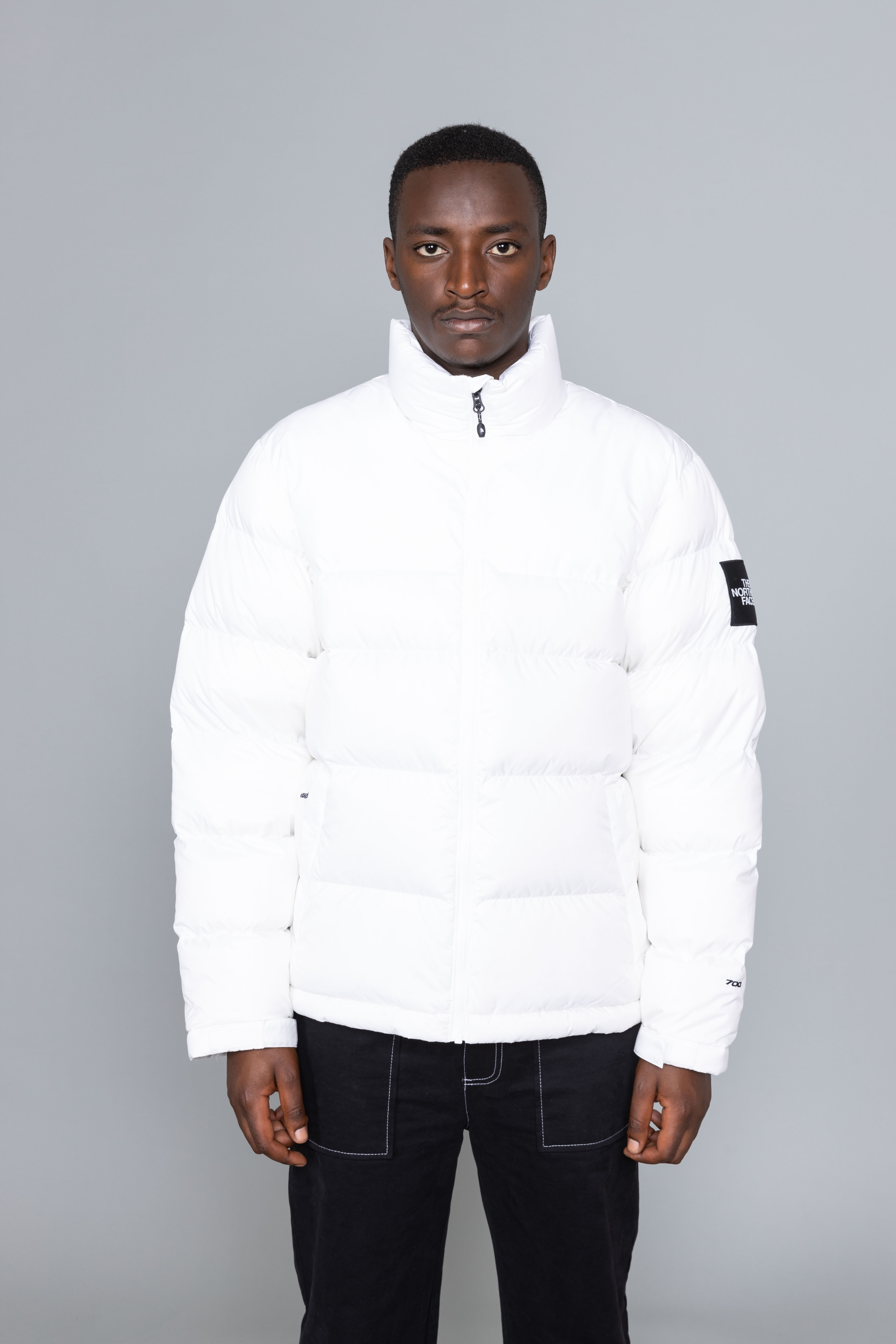 white nuptse jacket