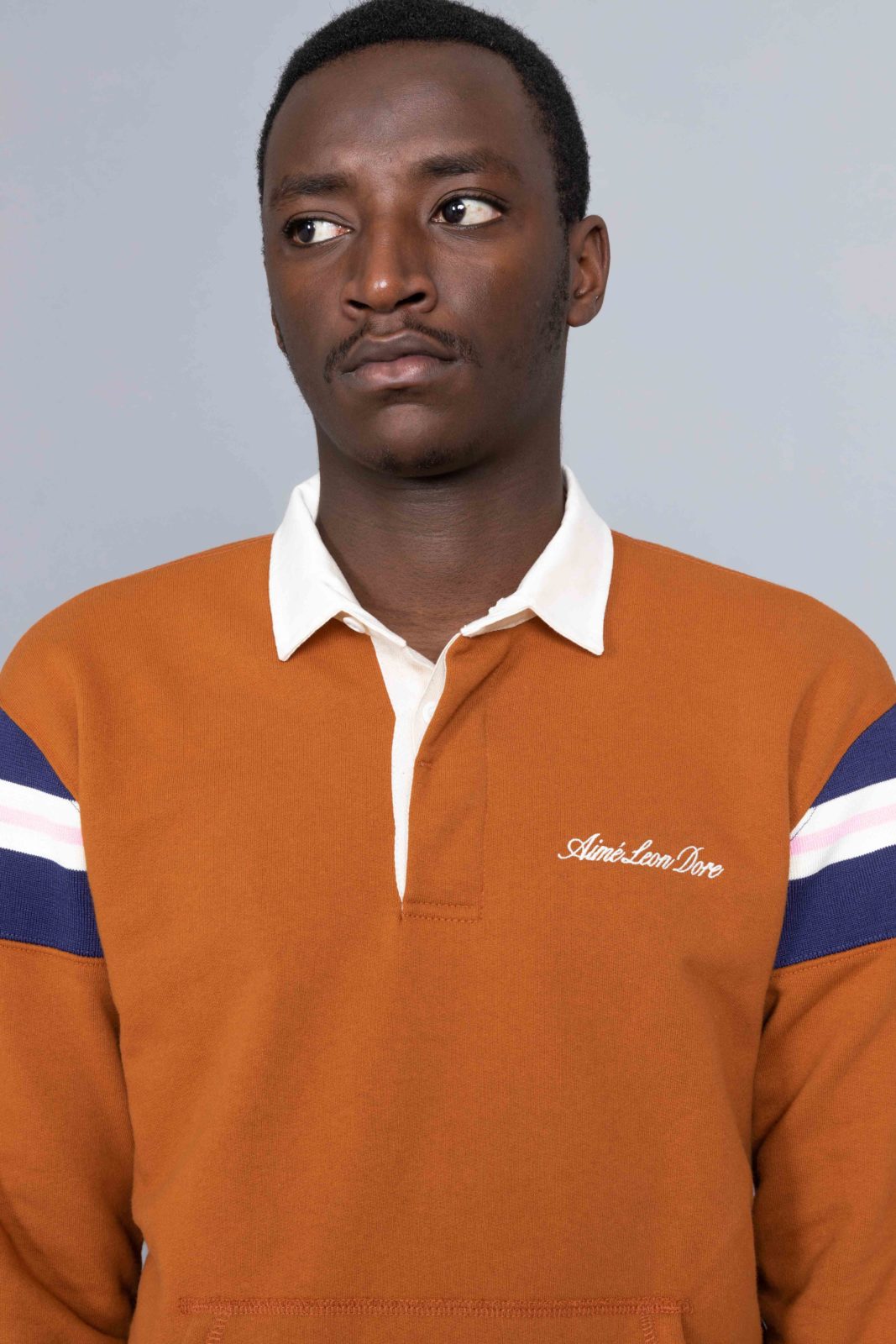 Aime Leon Dore Ribbed Shoulder Rugby Rust new york - Centrevillestore
