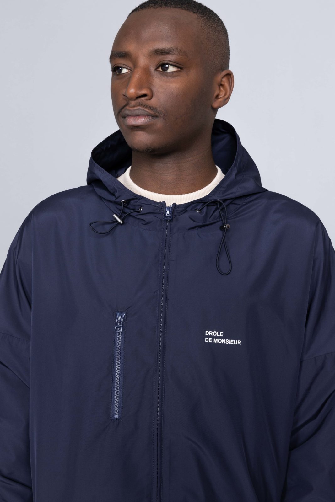 新品 DROLE DE MONSIEUR Hooded NFPM Jacket Drole de Monsieur Classic NFPM Jacket Navy hoodie - Centrevillestore