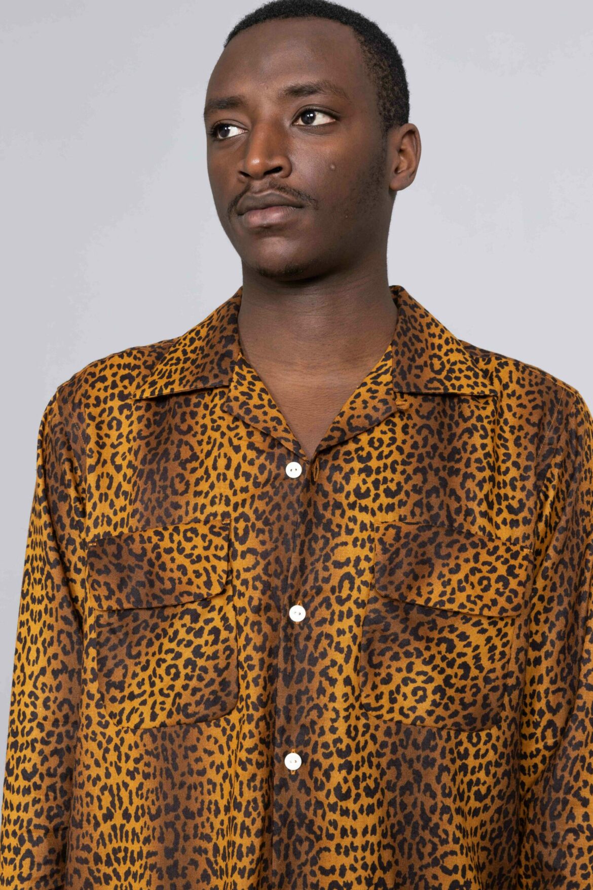 Needles Cut-Off Bottom Classic Shirt Leopard Print Brown sales