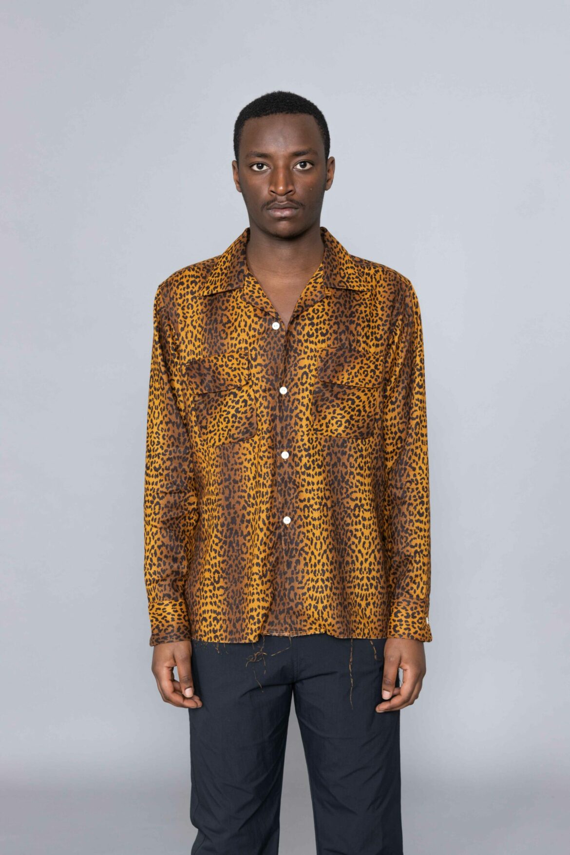 Needles Cut Off Bottom Classic Shirt Leopard Print Brown Centrevillestore