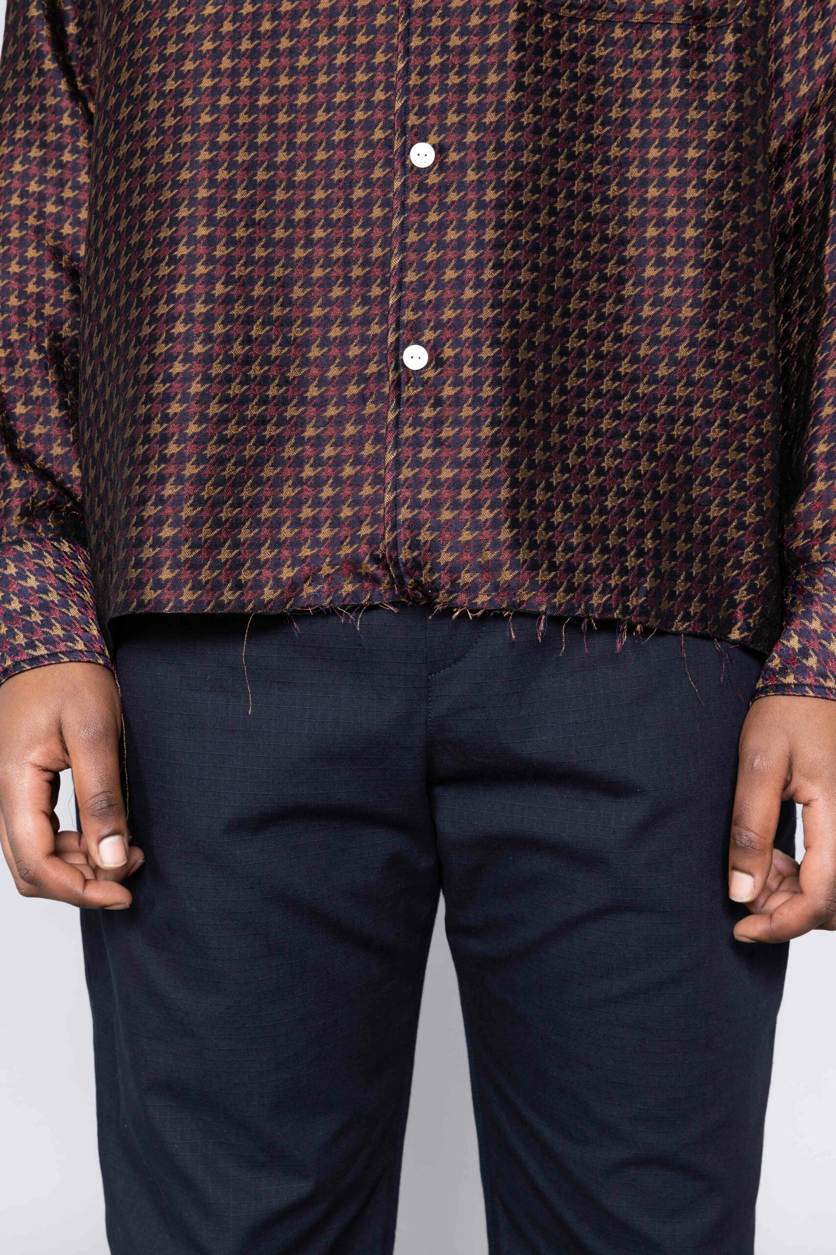 Needles Cut-Off Bottom Italian Collar Shirt Houndstooth men store -  Centrevillestore