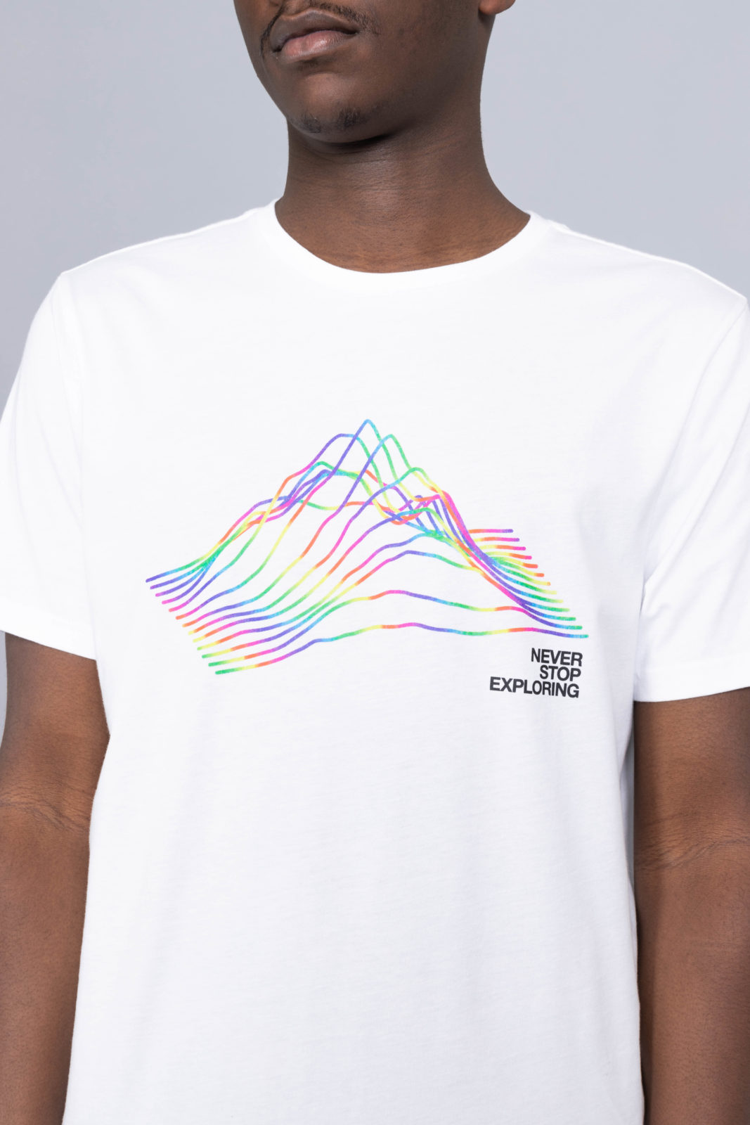The North Face Rainbow Tshirt White never stop exploring 