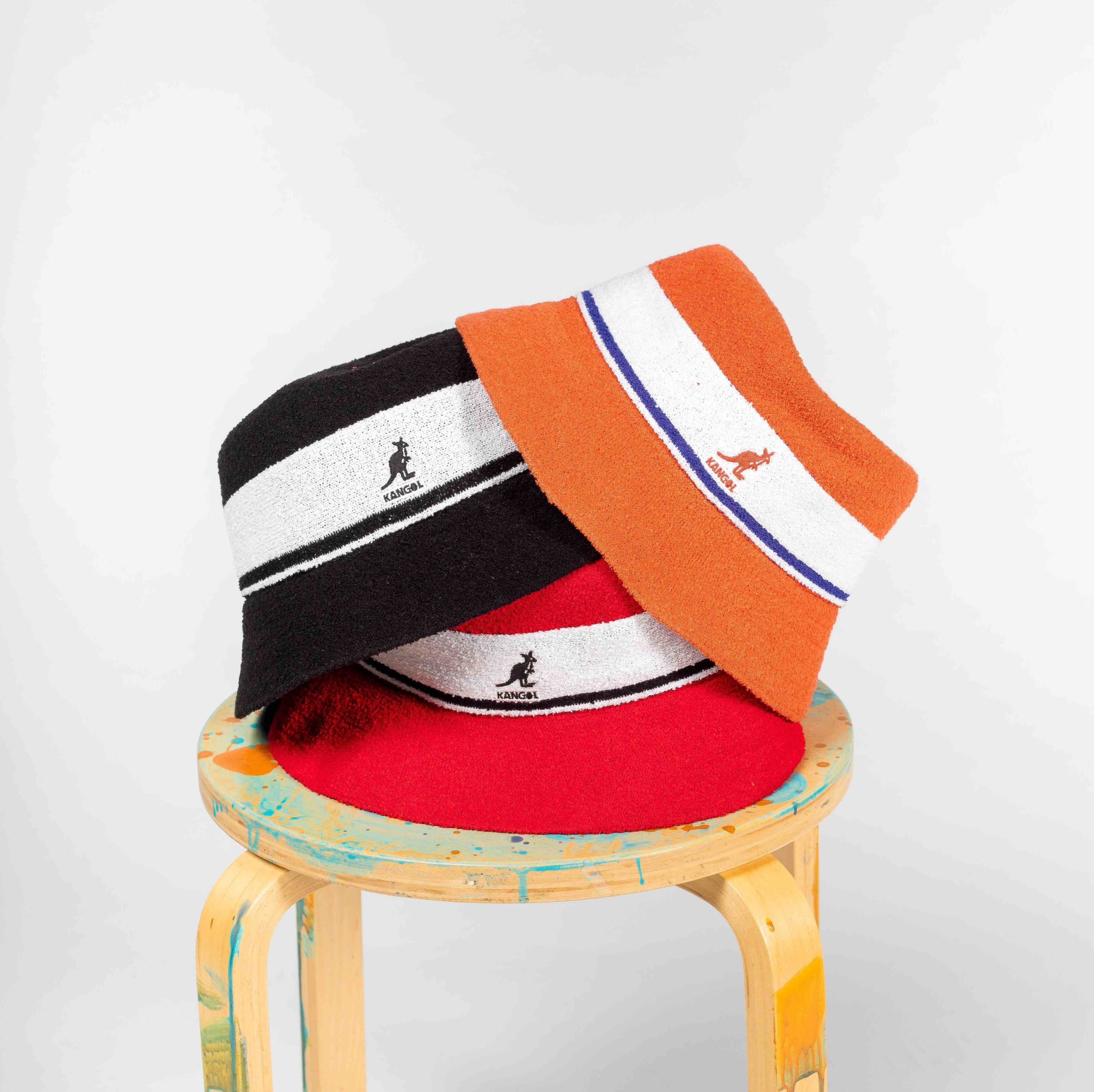 Kangol BermudaStripeBucketHatFieryOrange Centrevillestore