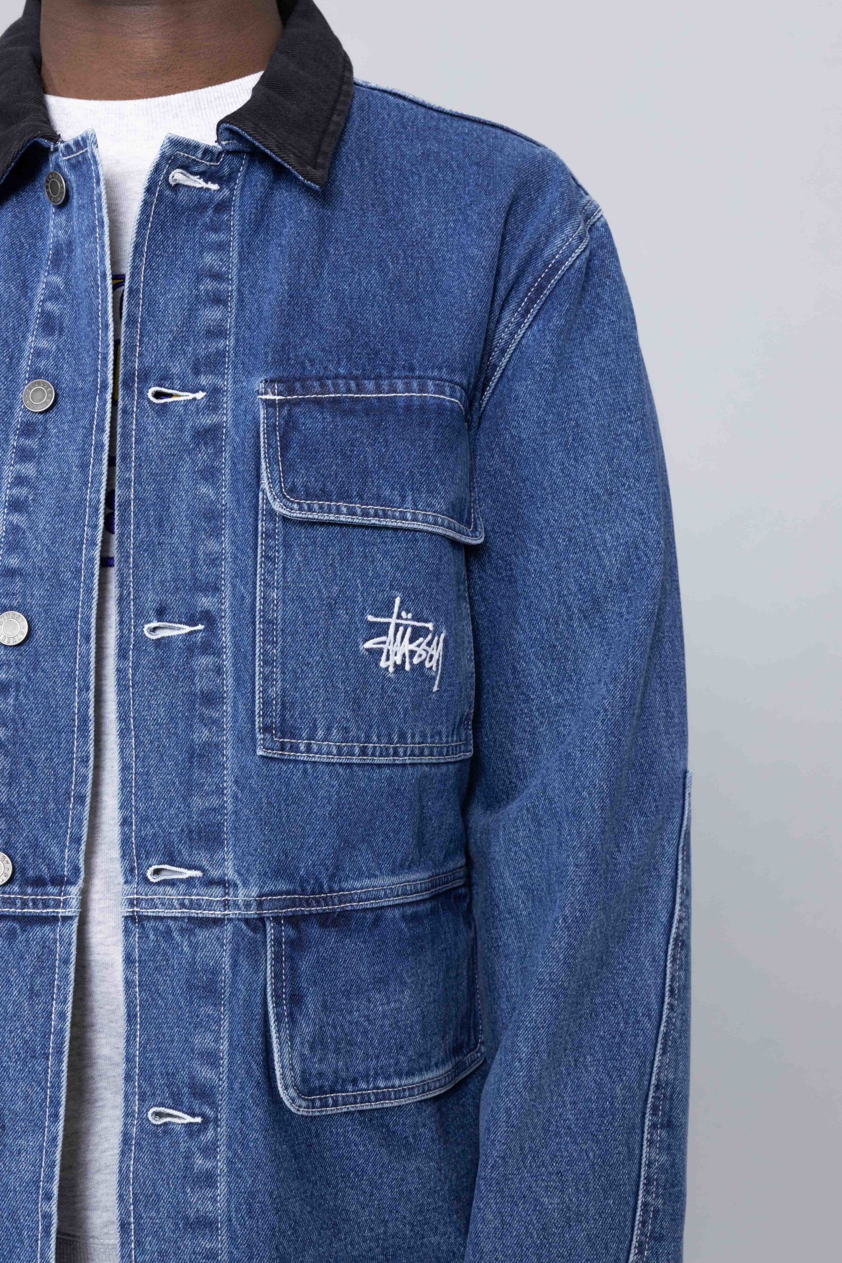 Stussy Denim Chore Jacket Blue sale 