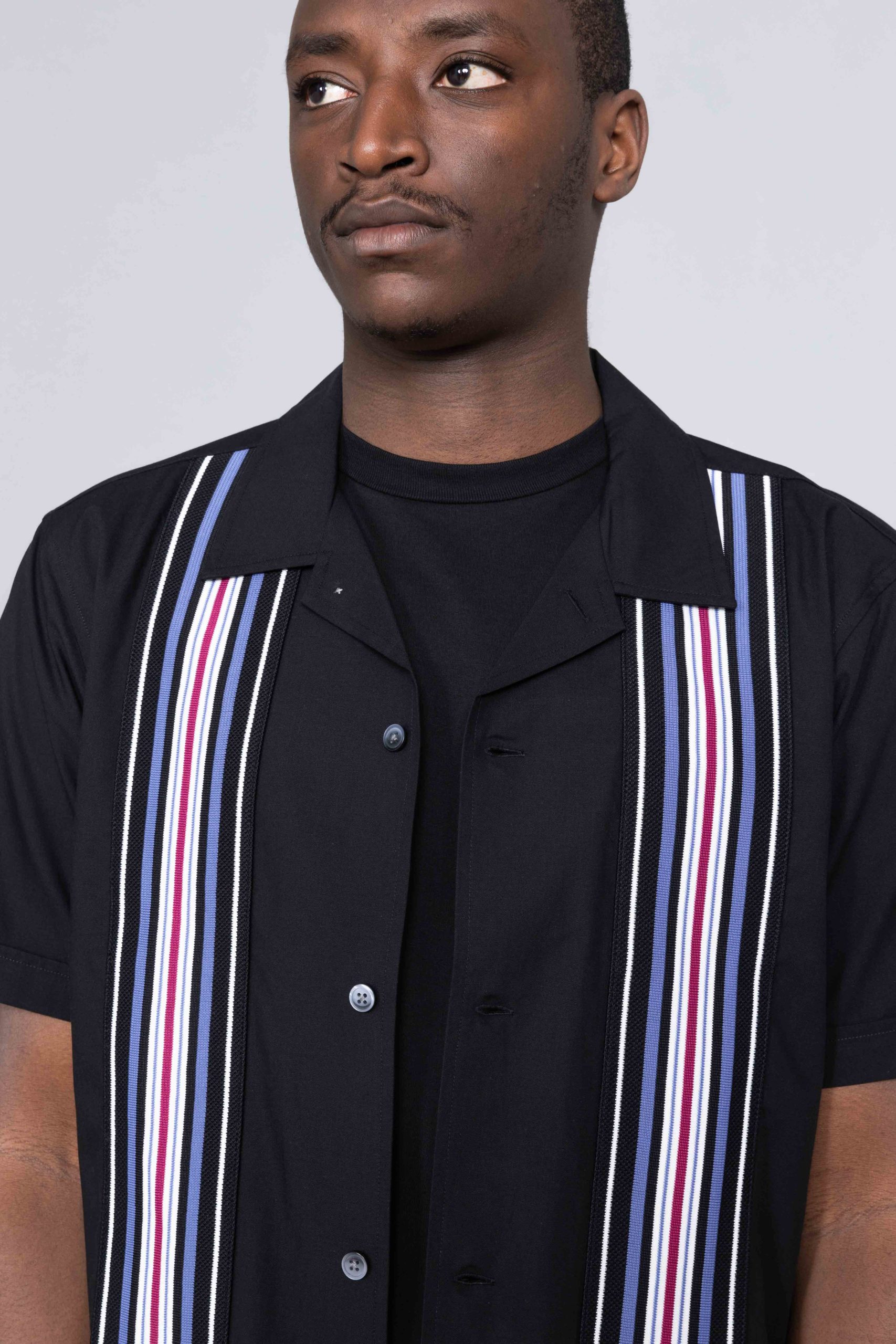 Stussy Striped Knit Panel Shirt Black