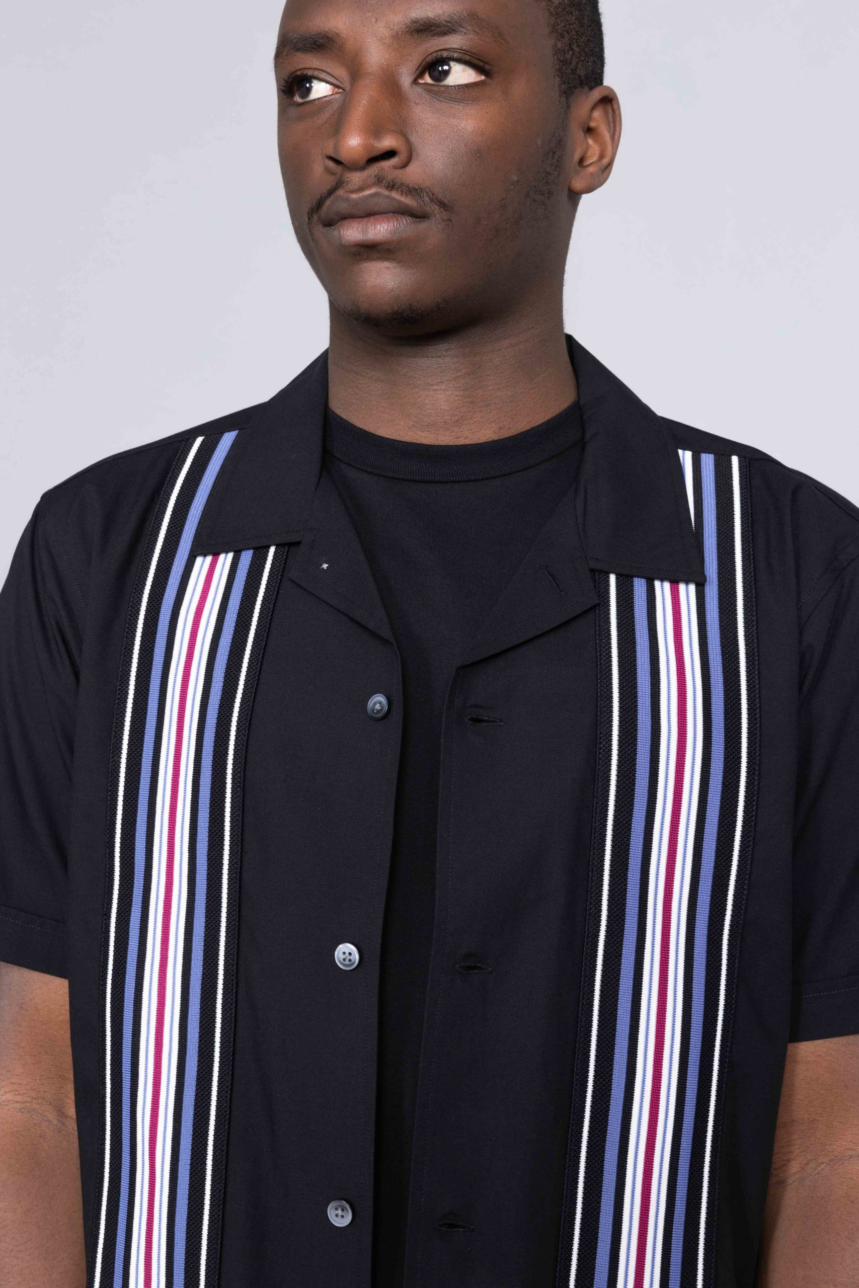 Stussy Striped Knit Panel Shirt black 