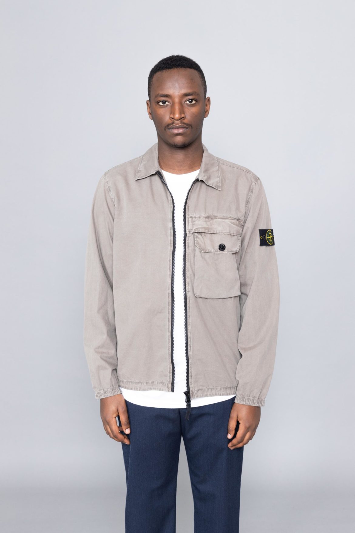 Stone Island Zip Overshirt Mud 7315107WN.V0168