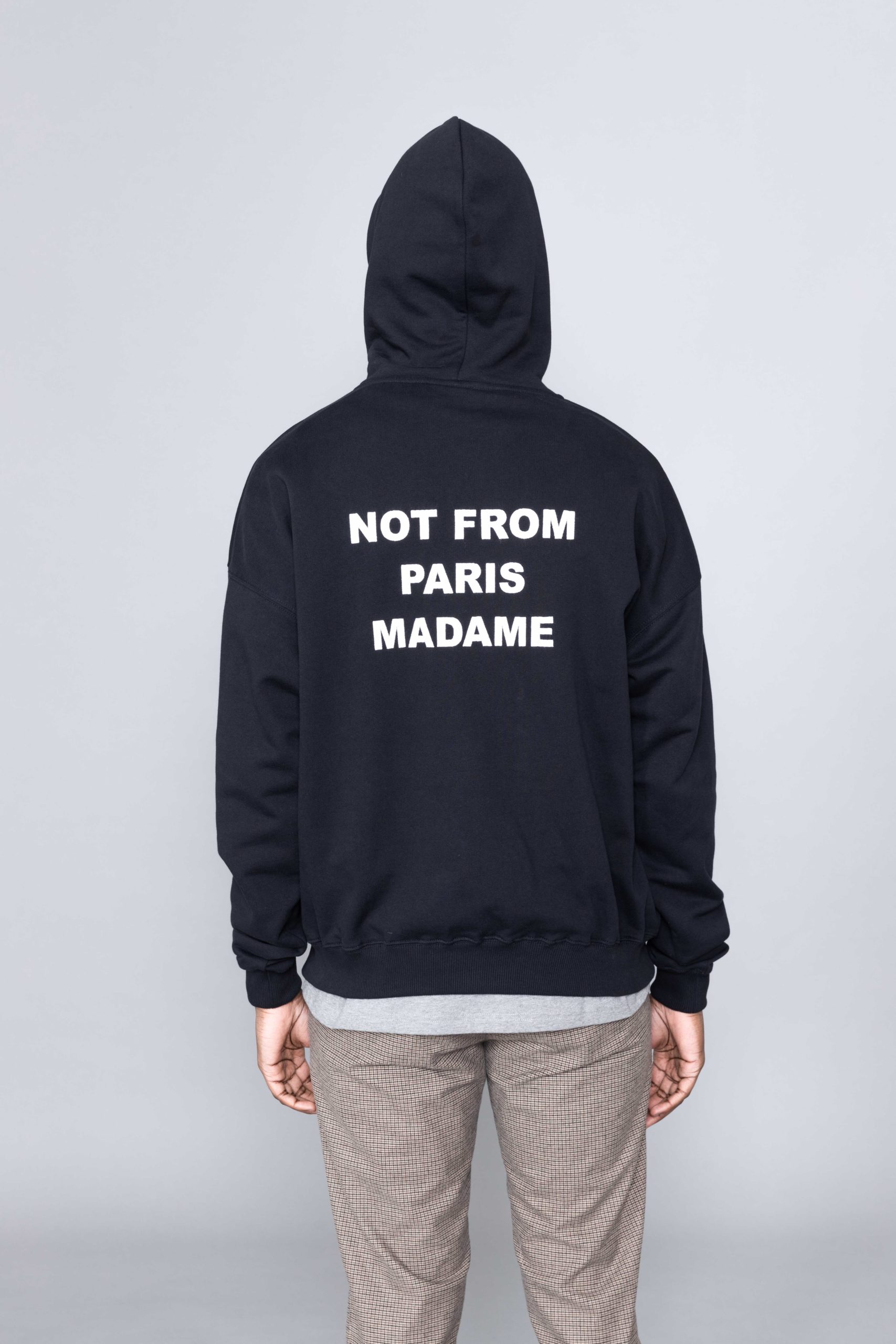 Drole de Monsieur Slogan Embroidered Hoodie Black men store