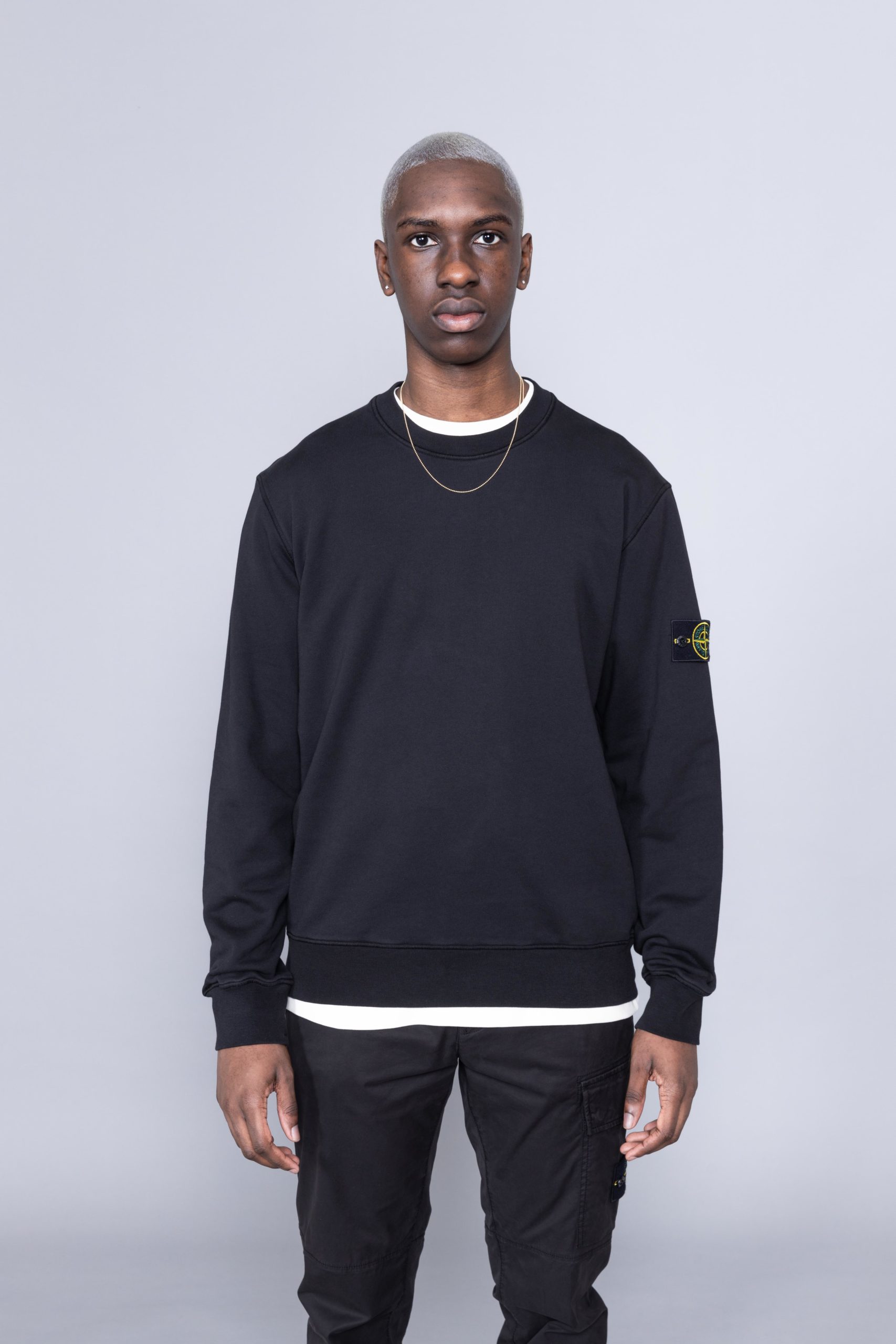 stone island crewneck sweatshirt black