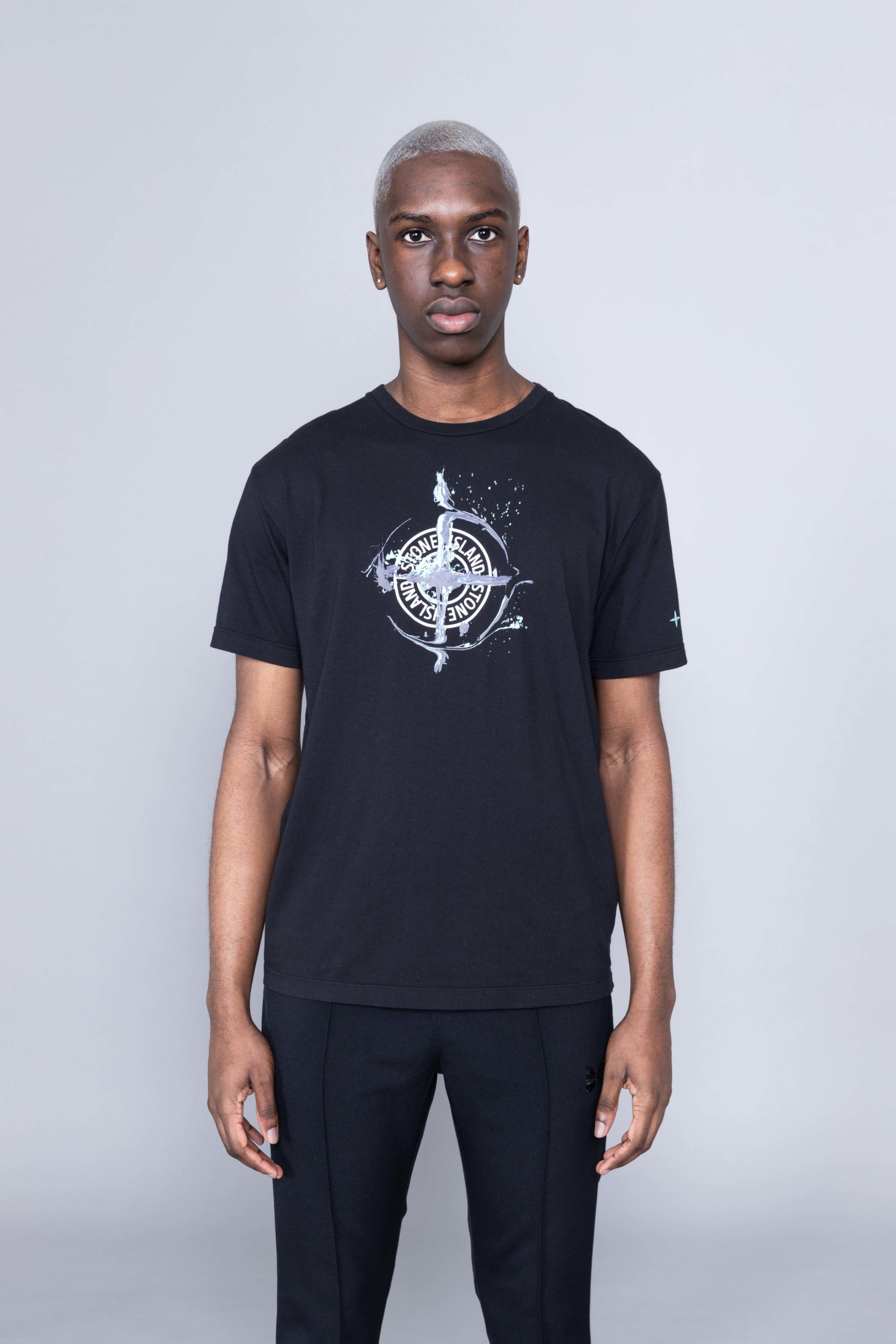 Stone Island Marble Print Tshirt Black 74152NS83 - Centrevillestore