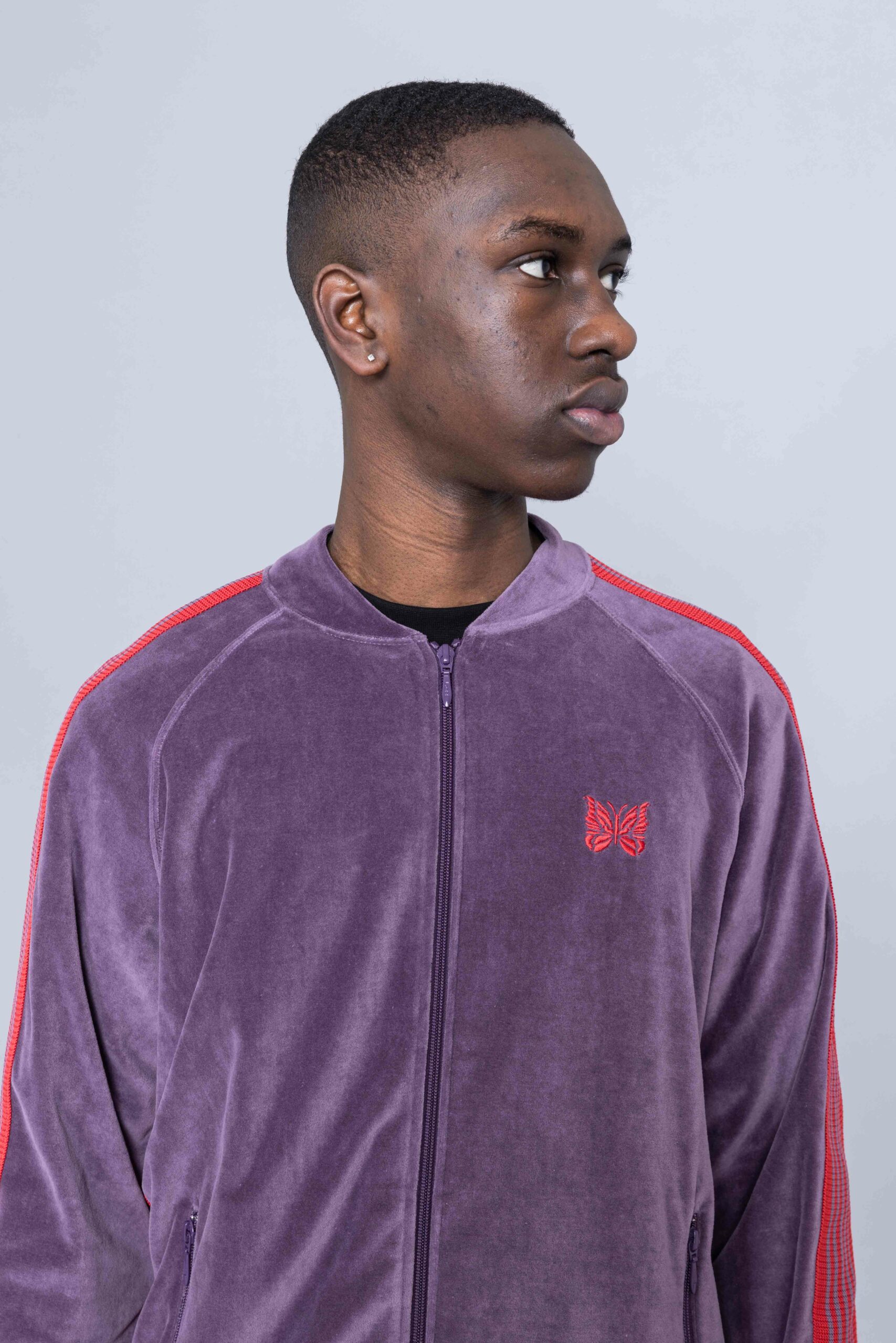 Needles Rib Collar Track Jacket Velour Purple sales - Centrevillestore