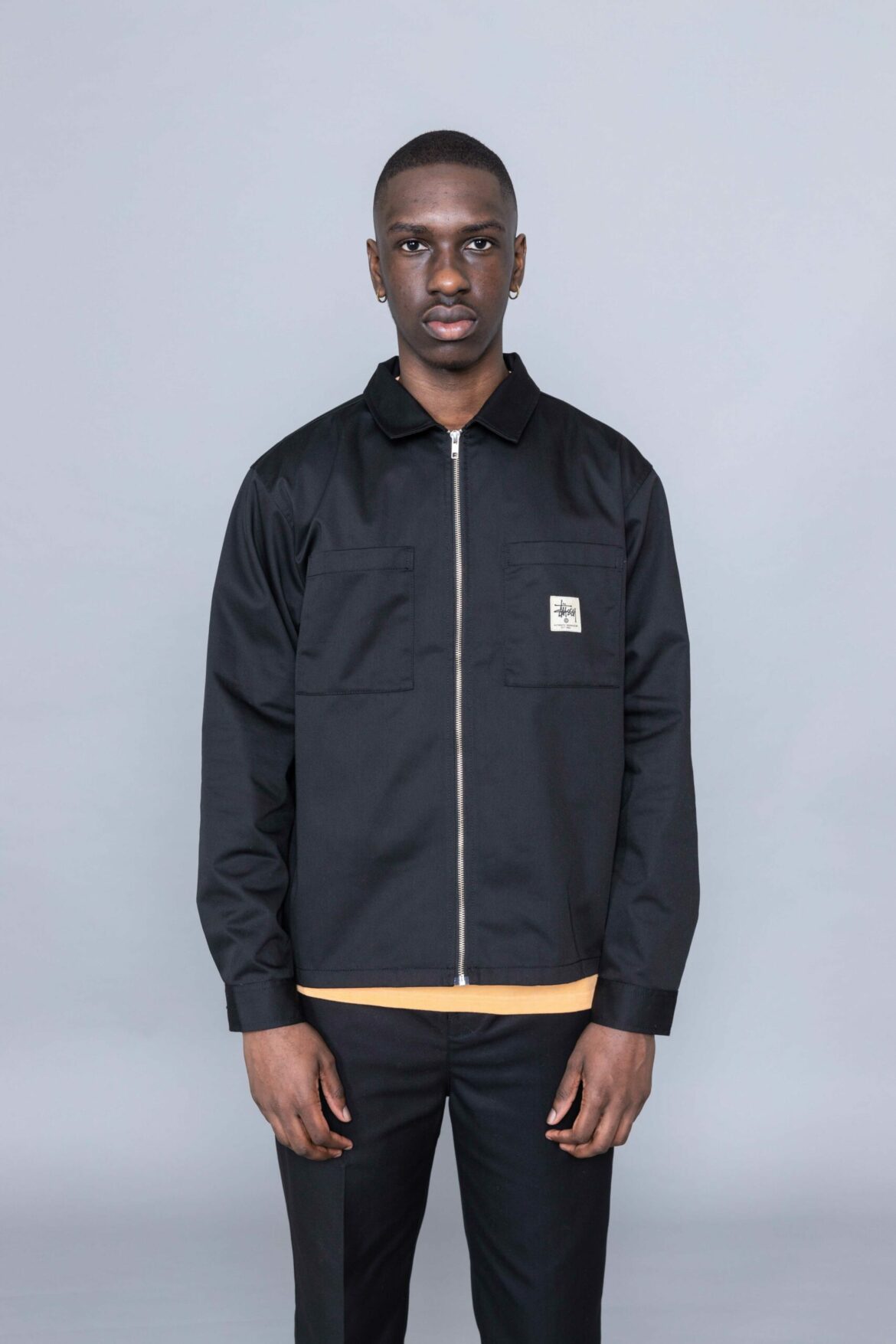 Stussy Zip Up Work LS Shirt Black 