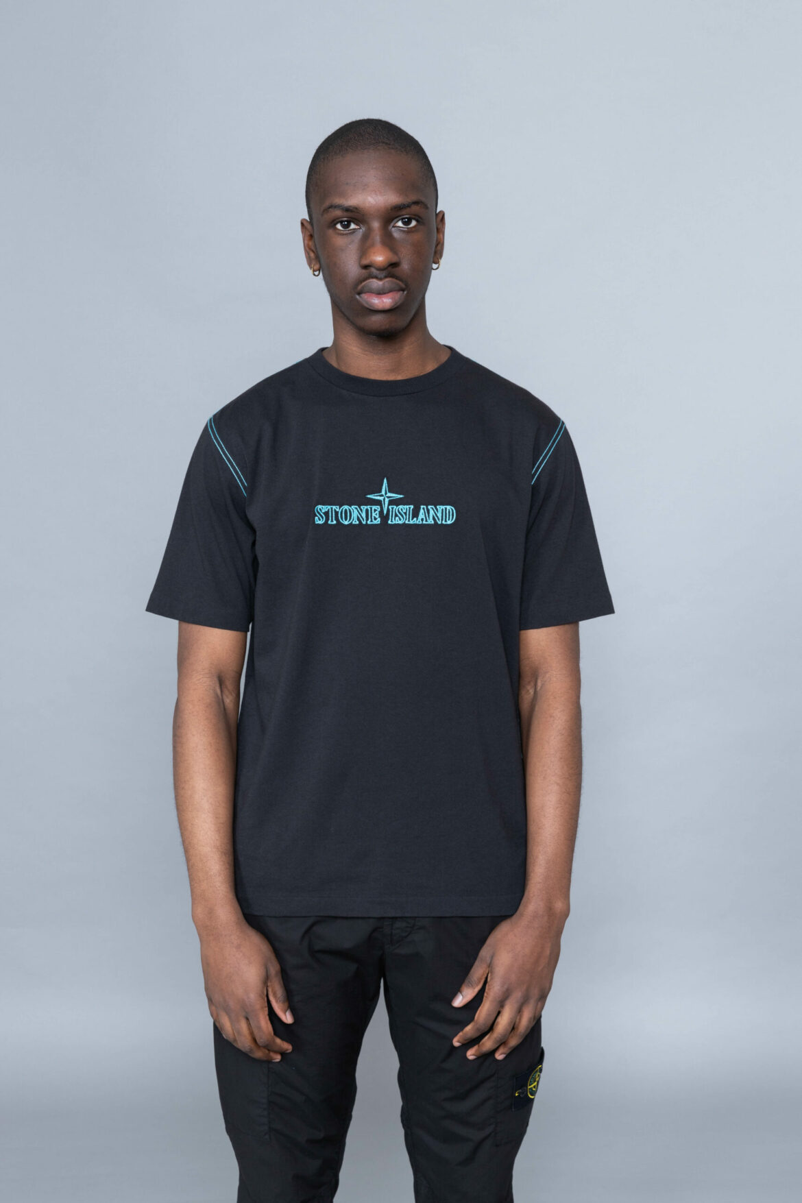 Stone Island Embroidered Logo Tshirt Black 20644 - Centrevillestore