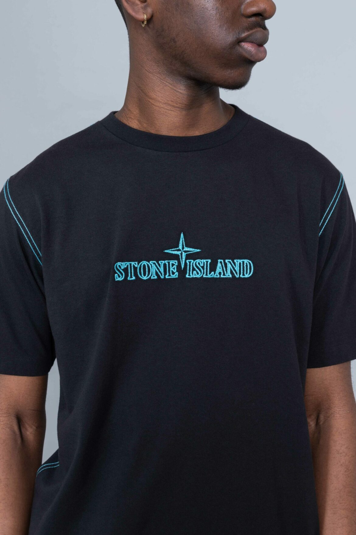 Stone Island blue Embroidered Logo T-Shirt