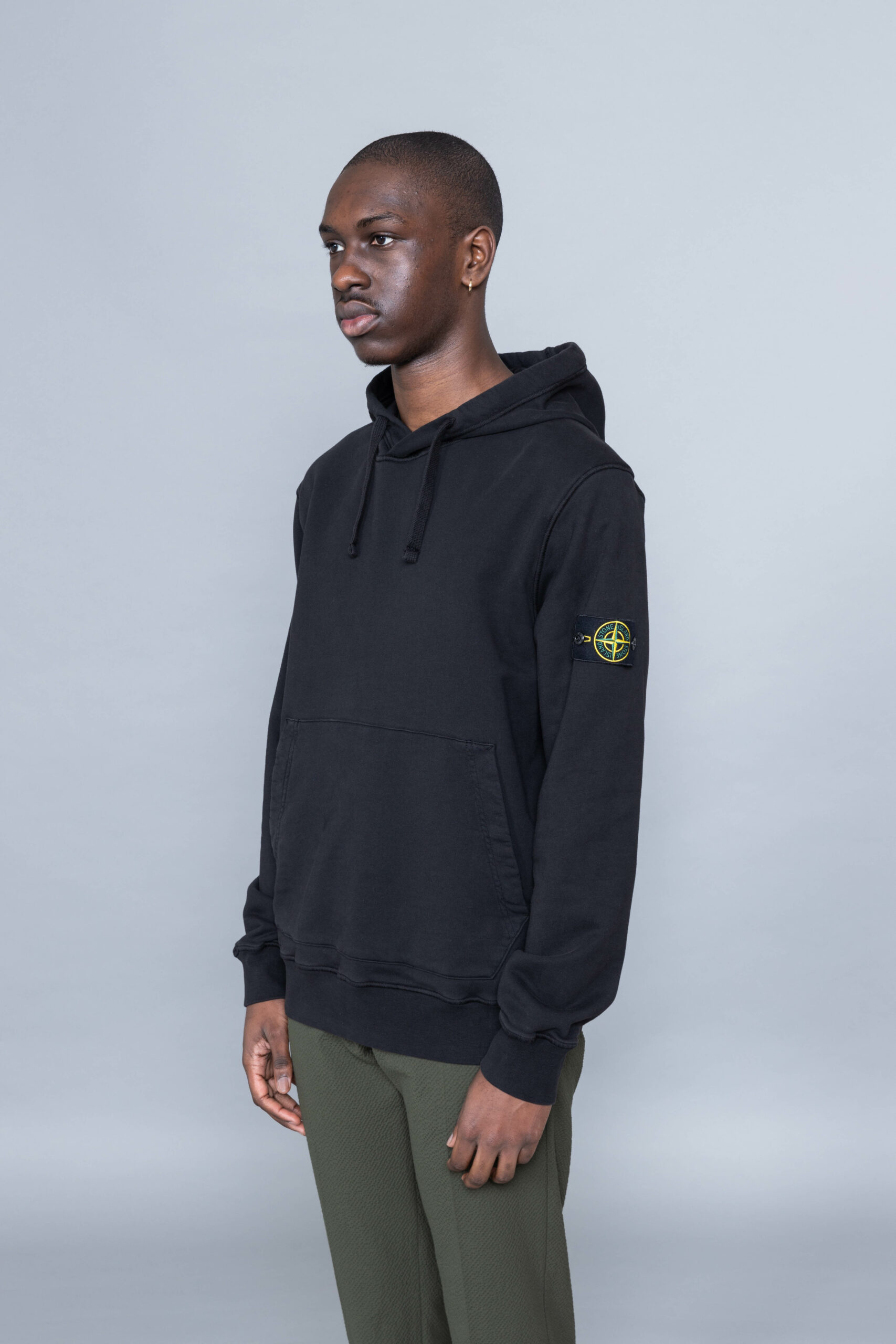 Stone island hooded sweatshirt on sale black