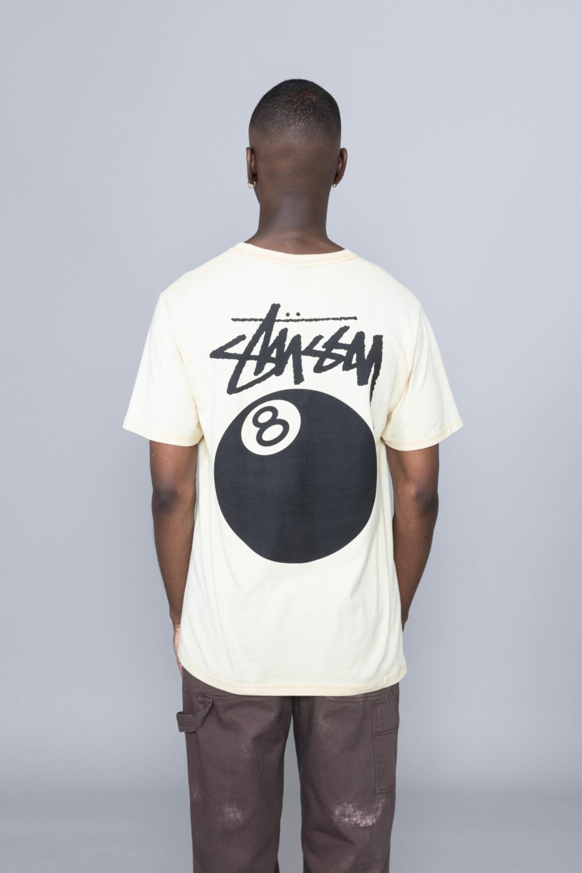 stussy 8 ball tee white
