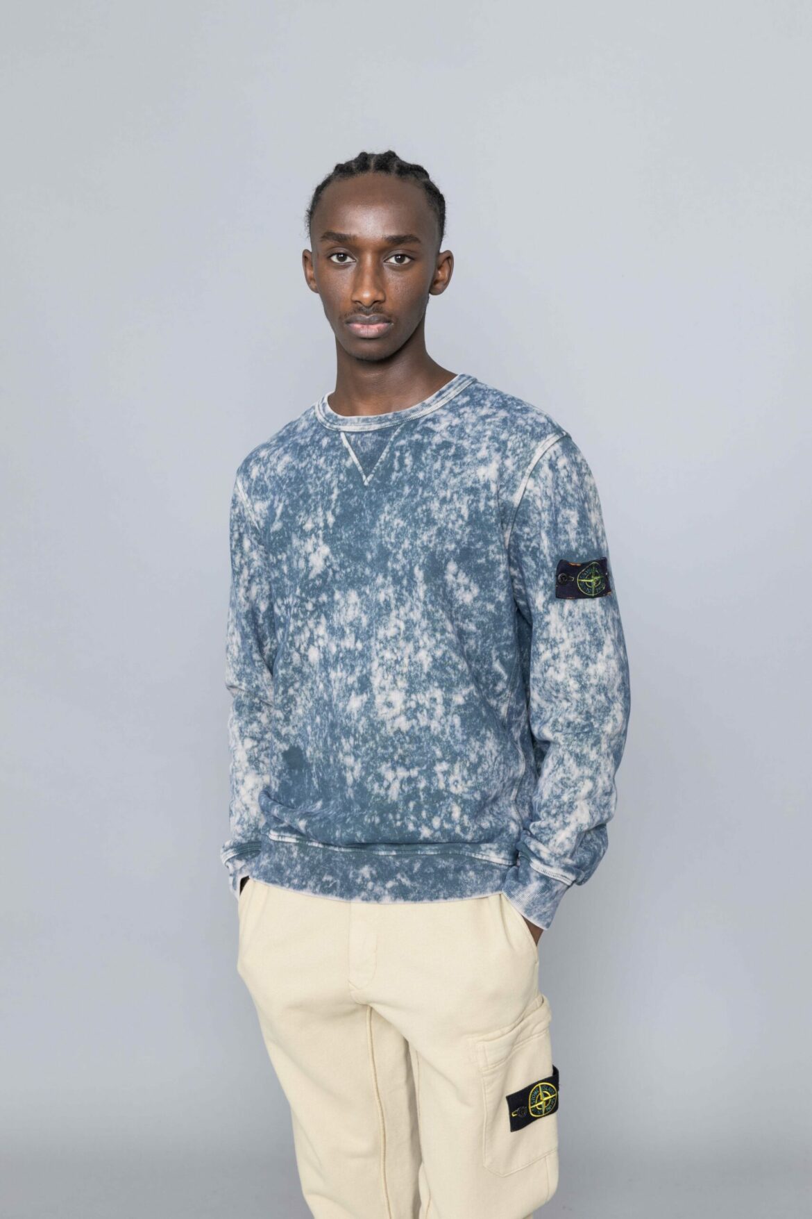 Stone Island Cotton Fleece Off Dye OVD Treatment Sweatshirt Navy