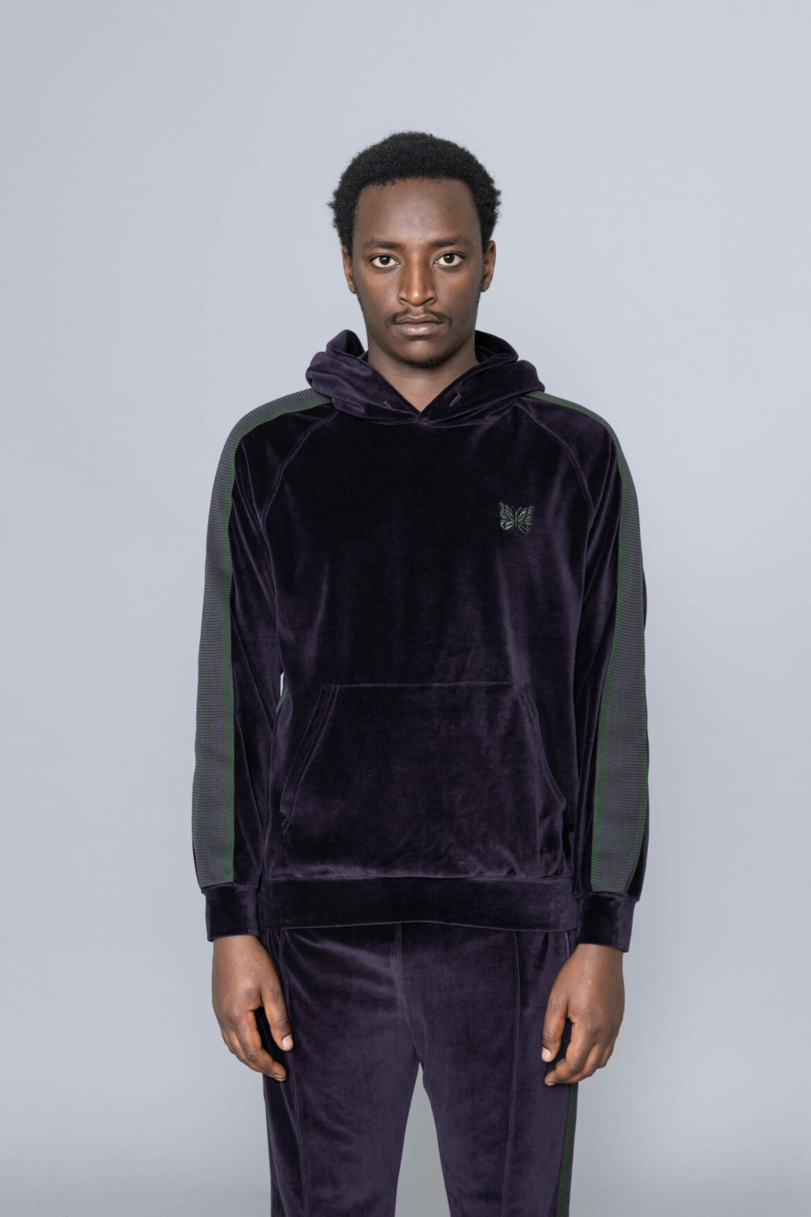 Needles Track Hoody Velour Eggplants - Centrevillestore