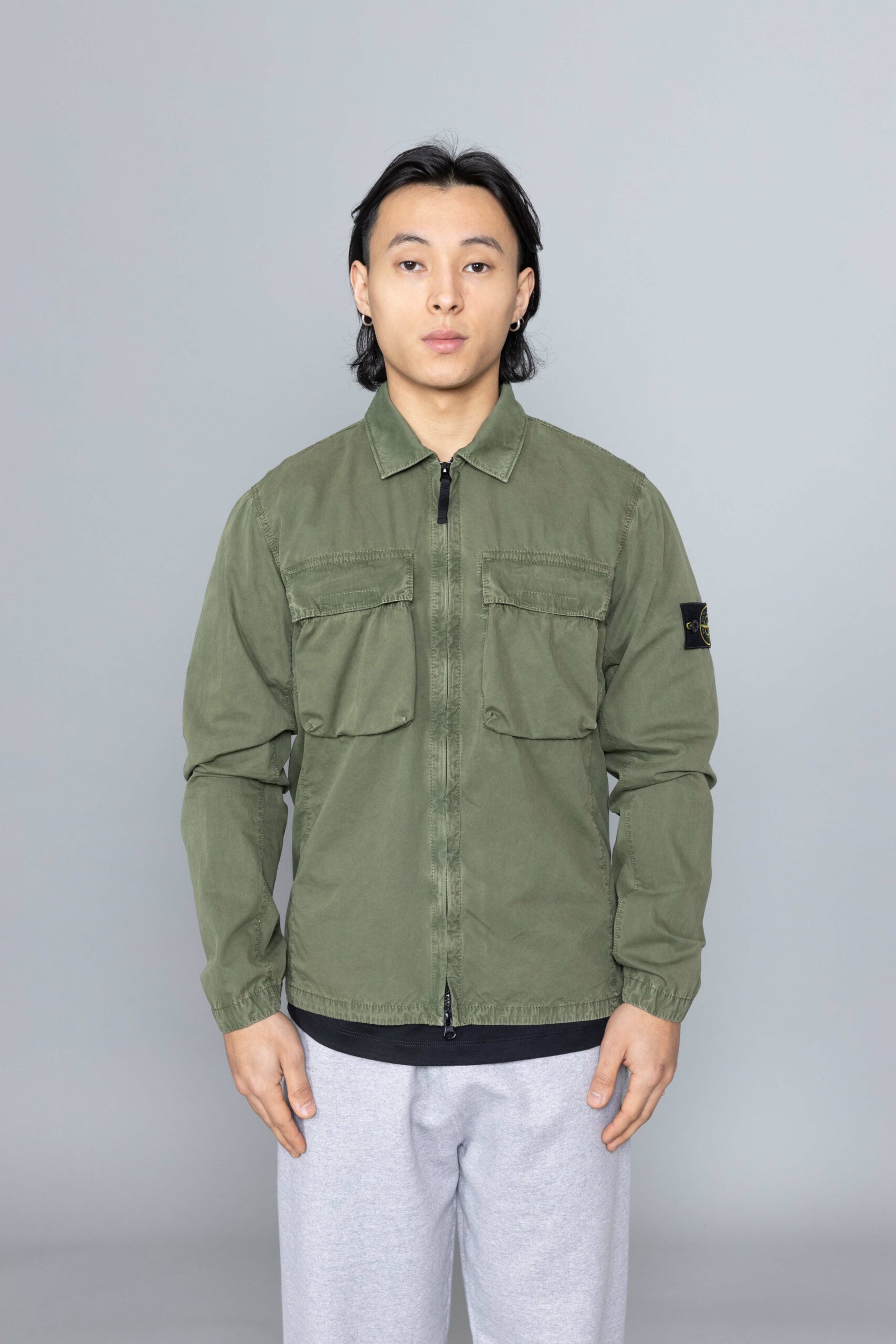 olive stone island overshirt