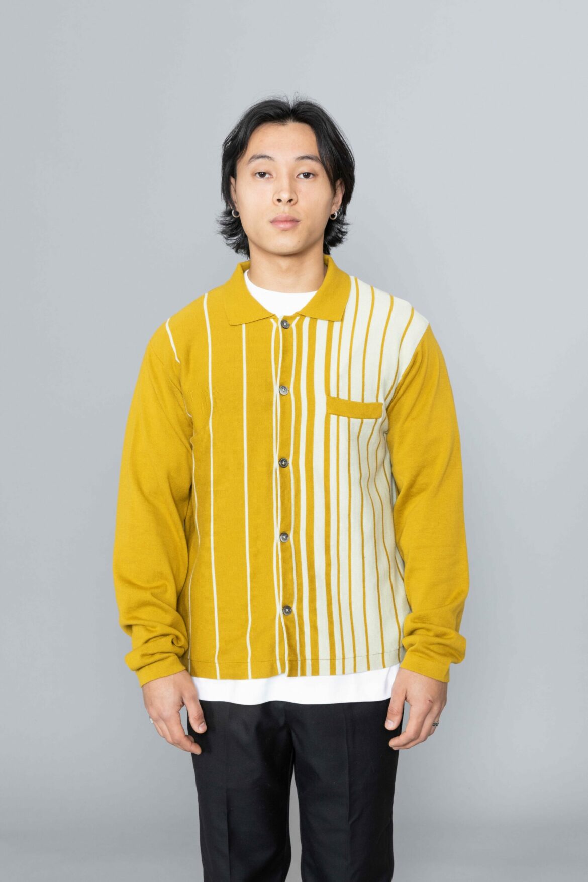 Stussy Striped Knit Shirt Mustard 