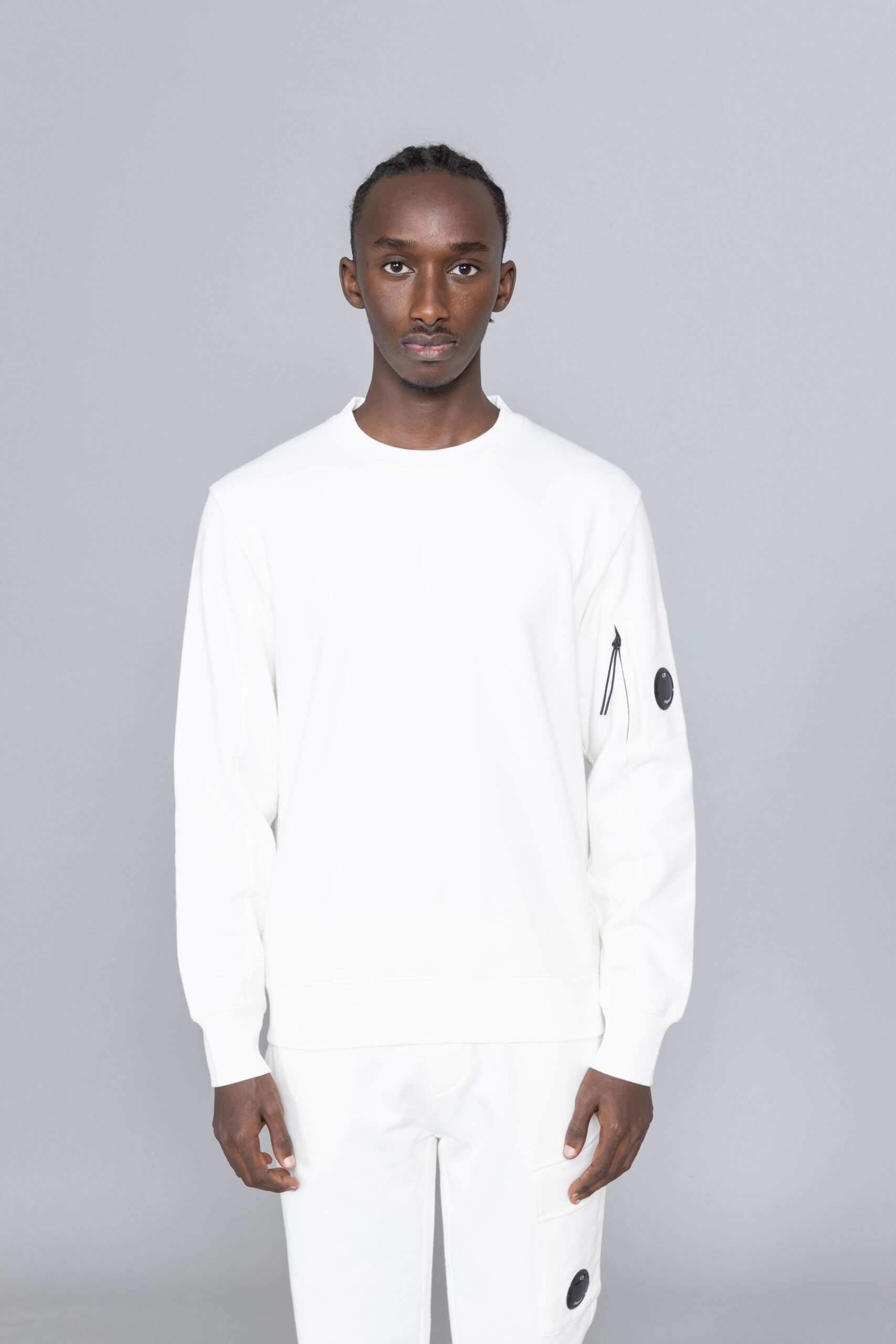 C.P. Company Arm Lens Logo Crewneck Gauze White • Centreville