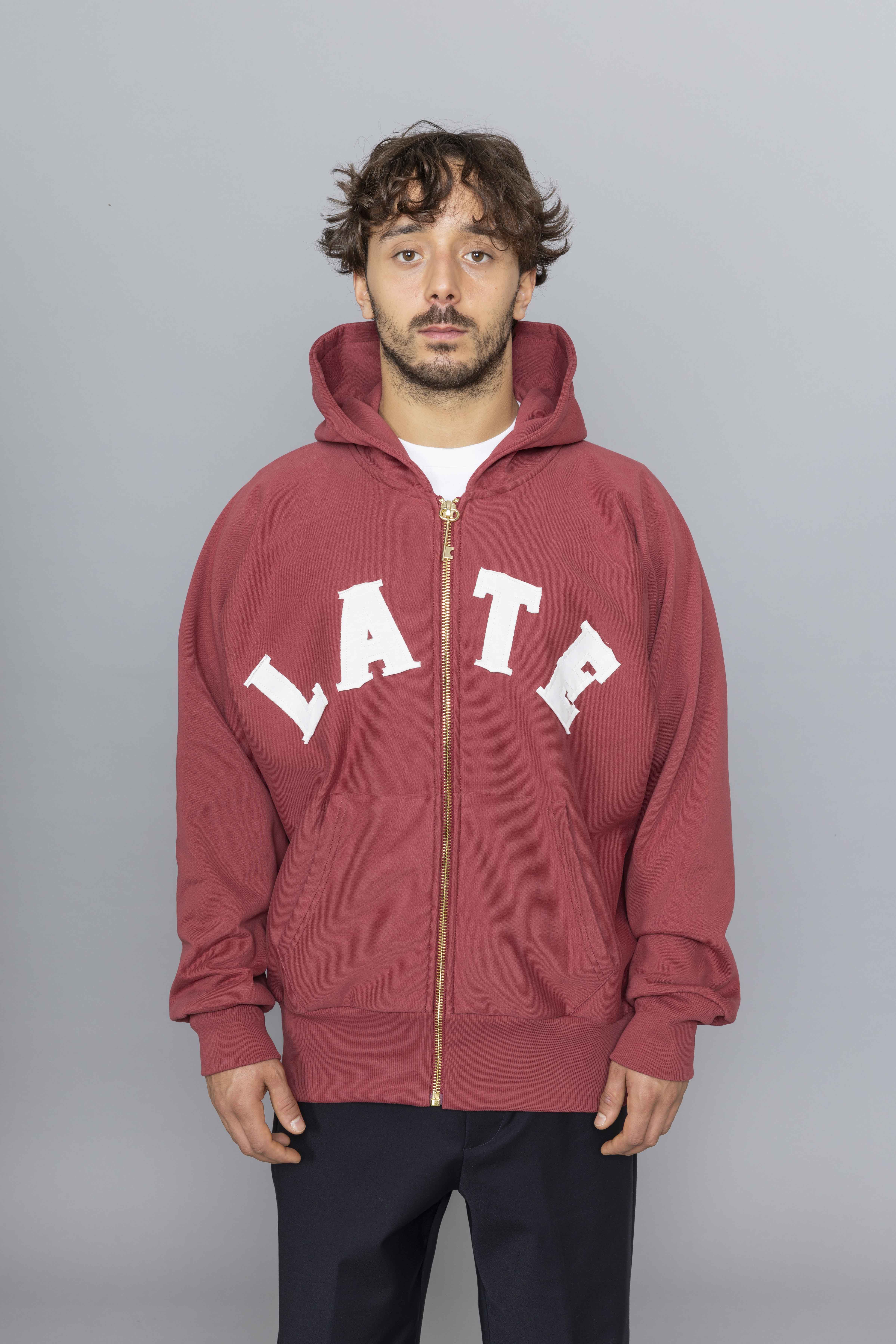 LATECHECKOUTBURGUNDYLATEZIPPERHOODIEfront