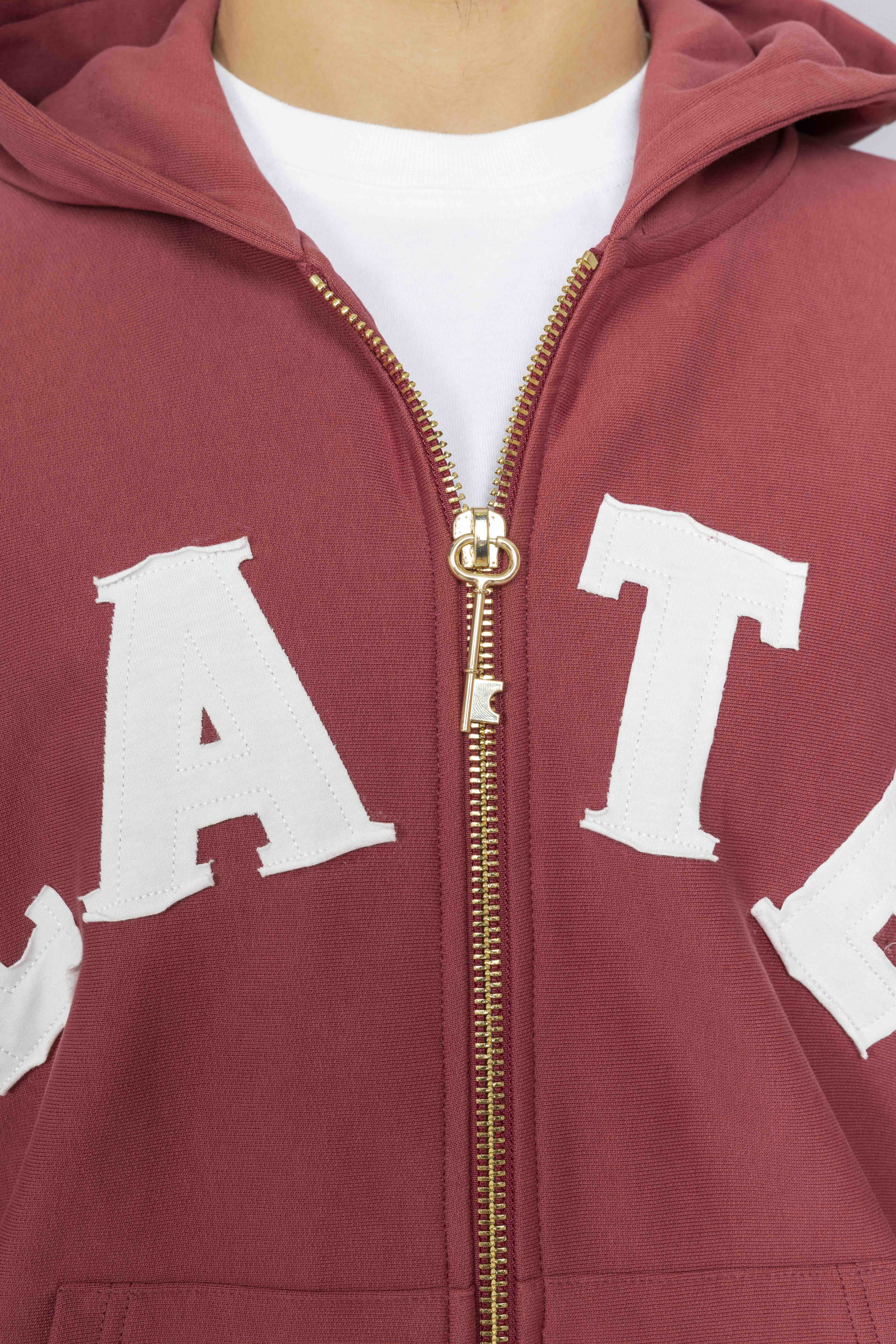 LATECHECKOUTBURGUNDYLATEZIPPERHOODIEkey