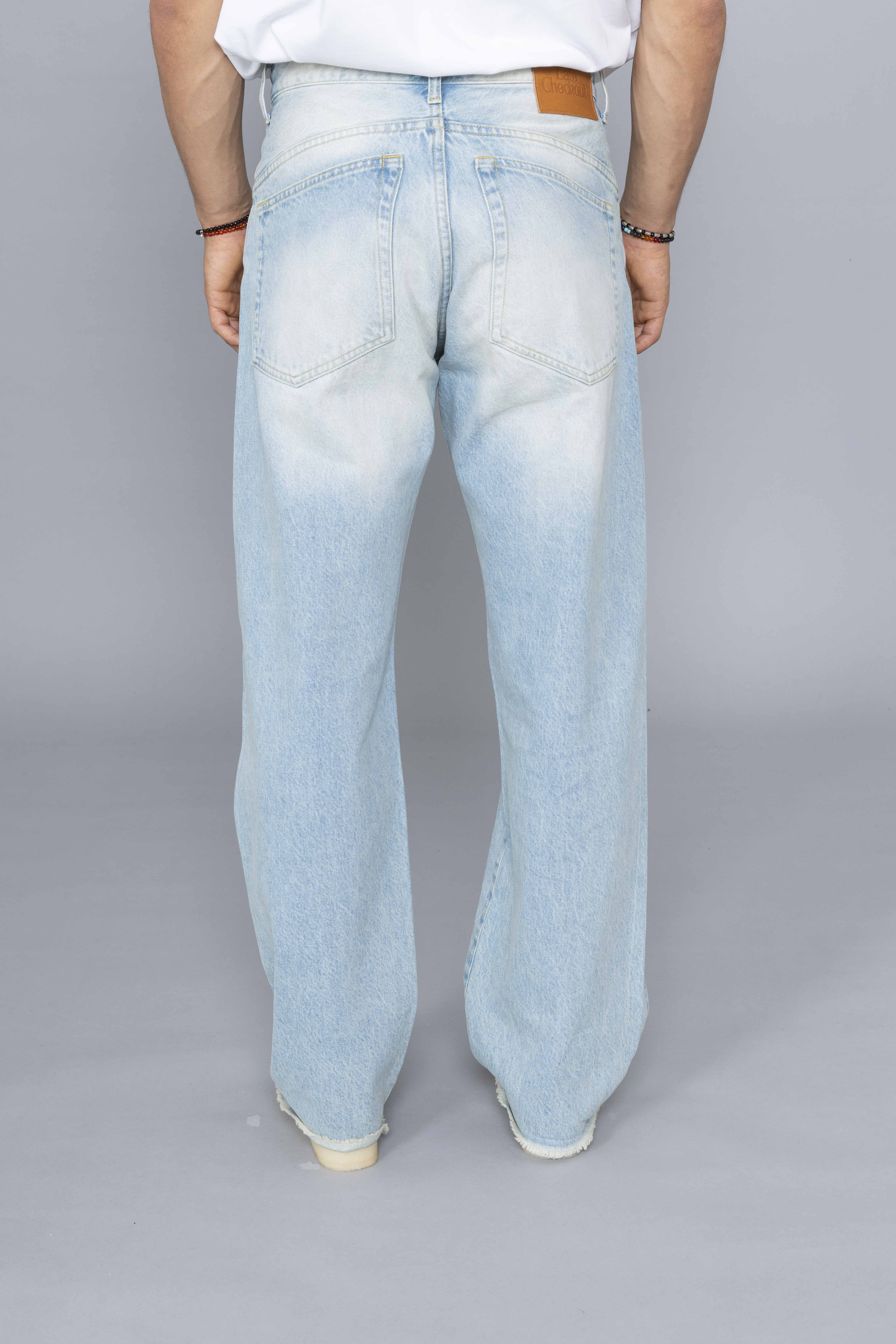 LATECHECKOUTLIGHTBLUERAWEDGEPATCHEDJEANSback