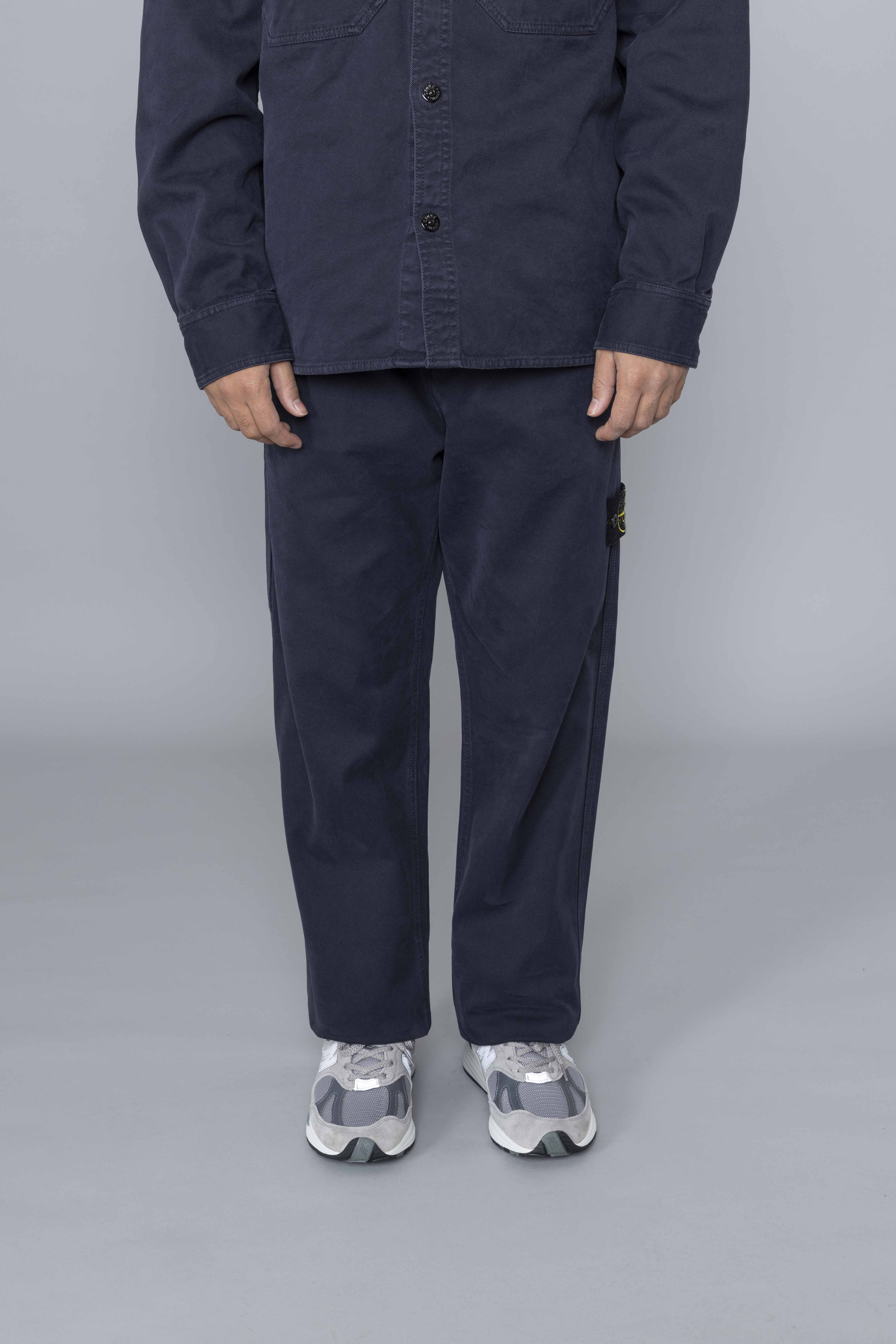 STONEISLANDLooseFitTrousersOldEffectCottonFront