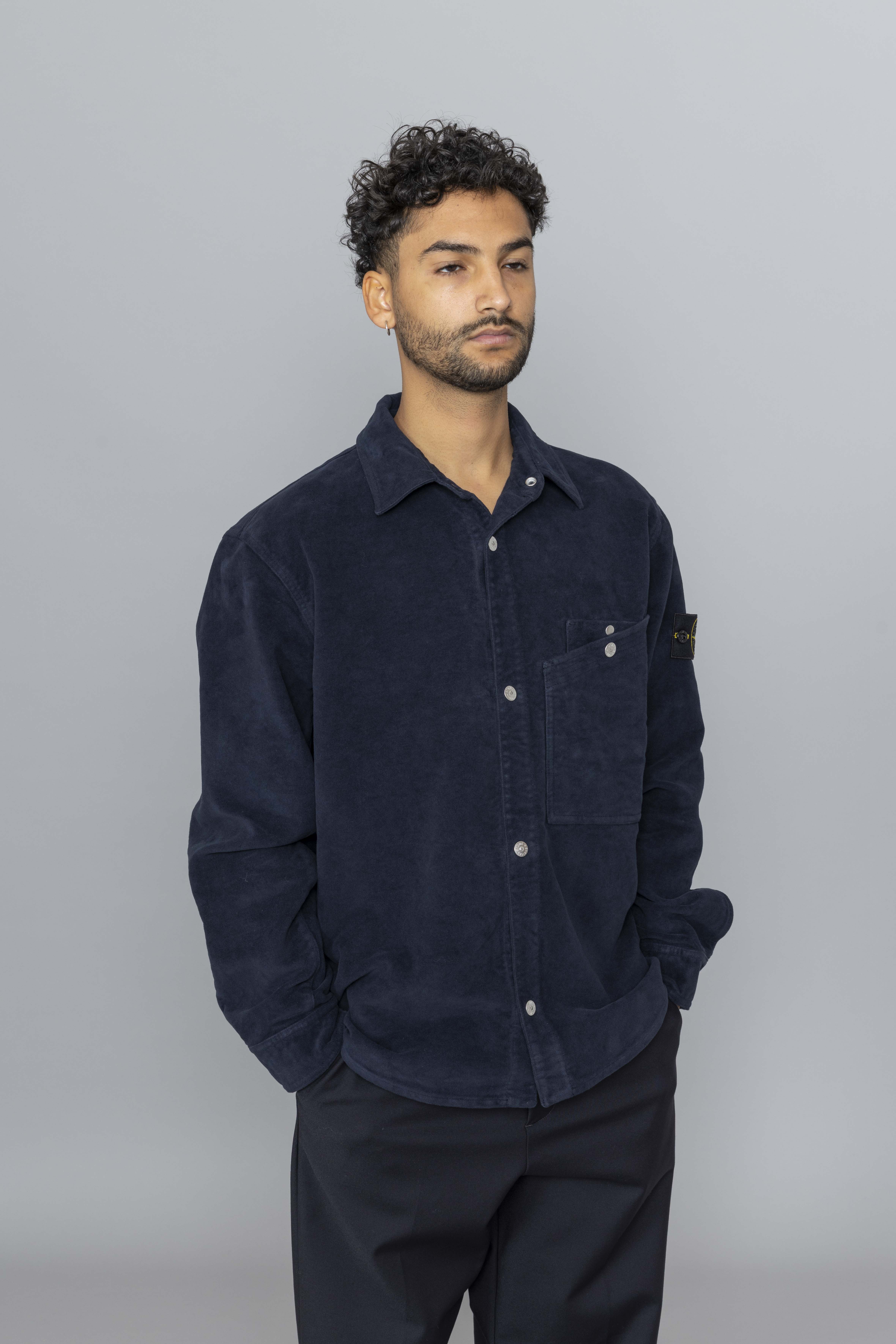 STONEISLANDOvershirtCottonMolenskinTCNavyBlueFs