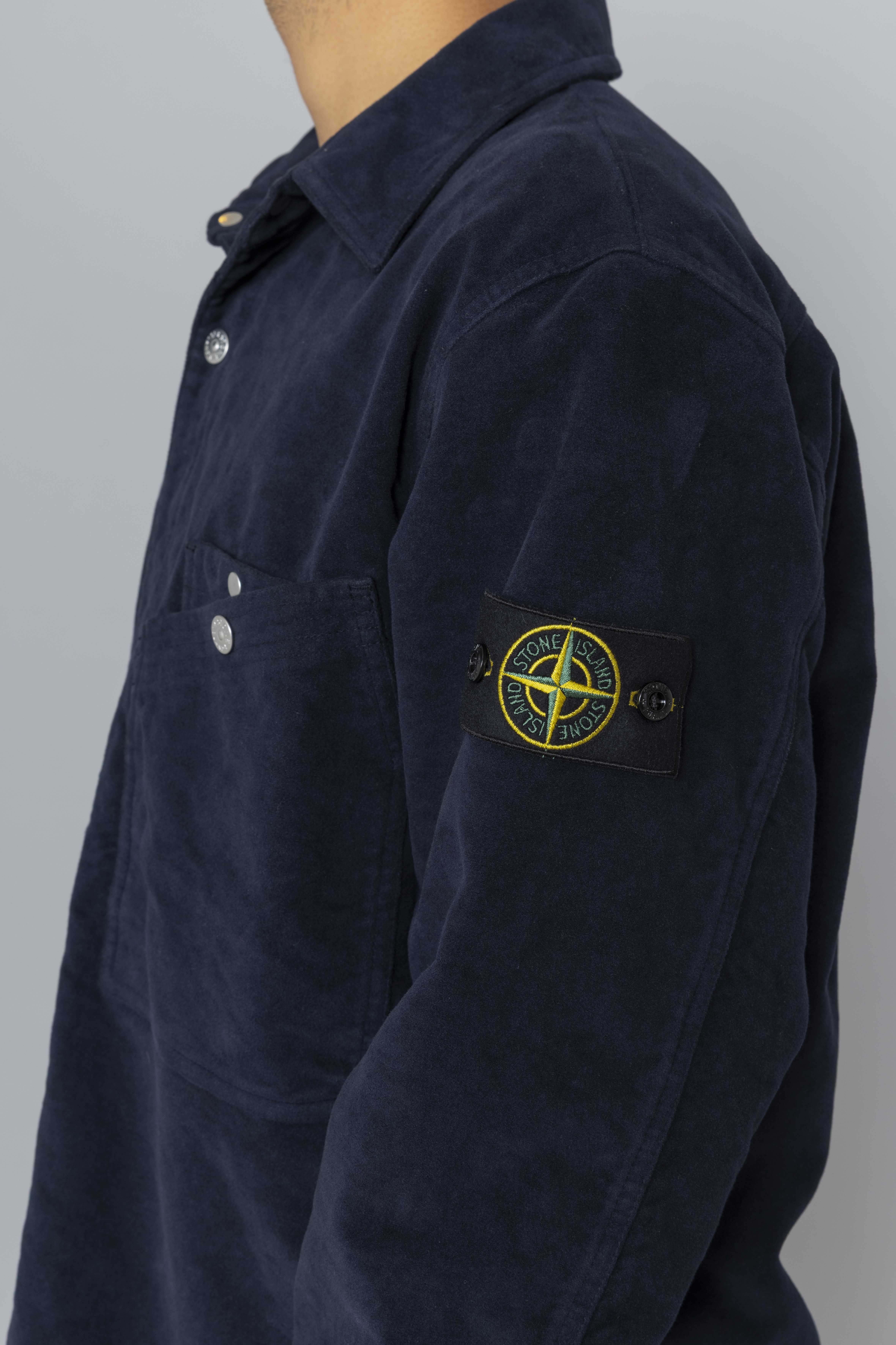 STONEISLANDOvershirtCottonMolenskinTCNavyBlueLogo