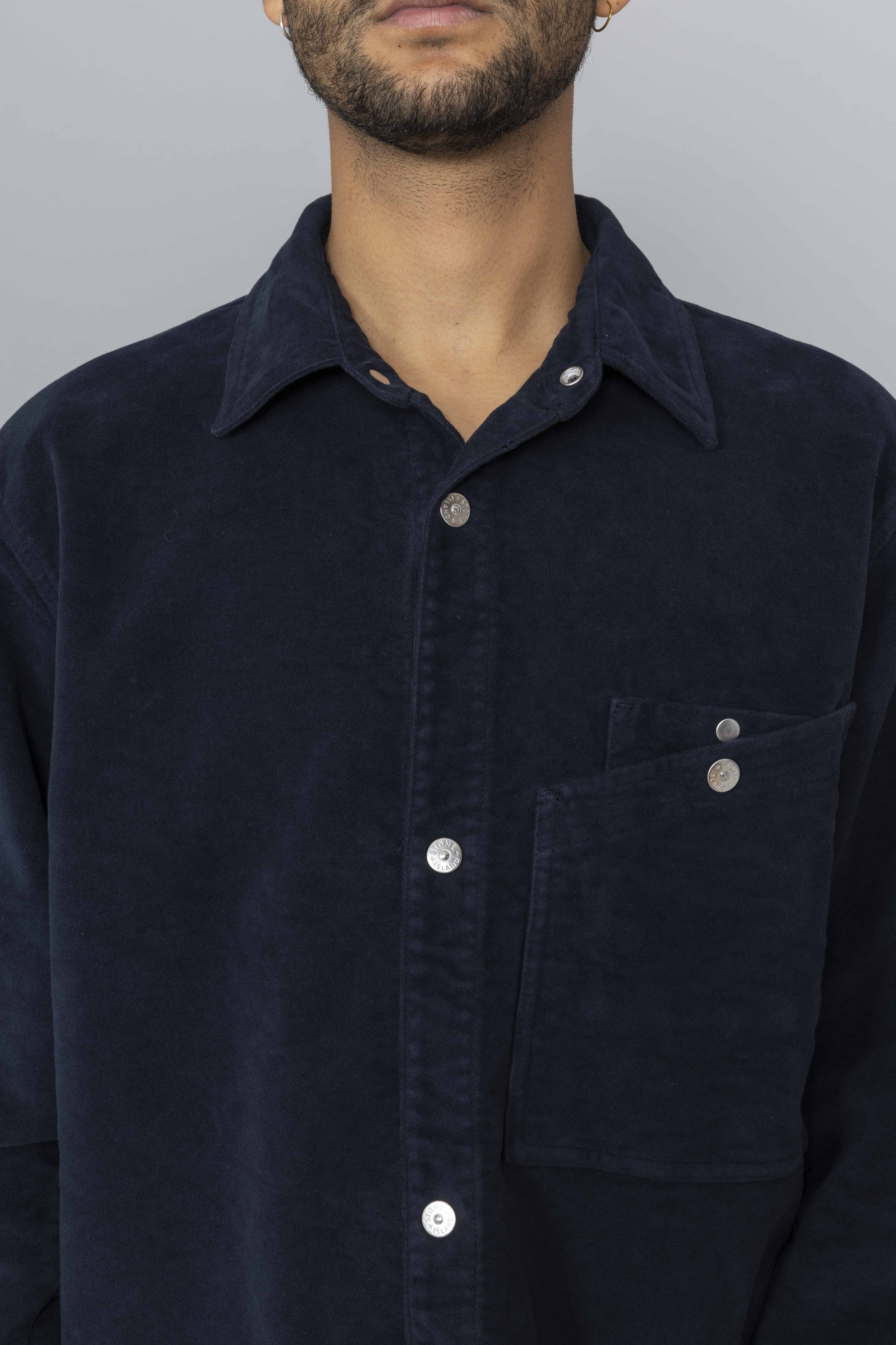 STONEISLANDOvershirtCottonMolenskinTCNavyBlueNeck