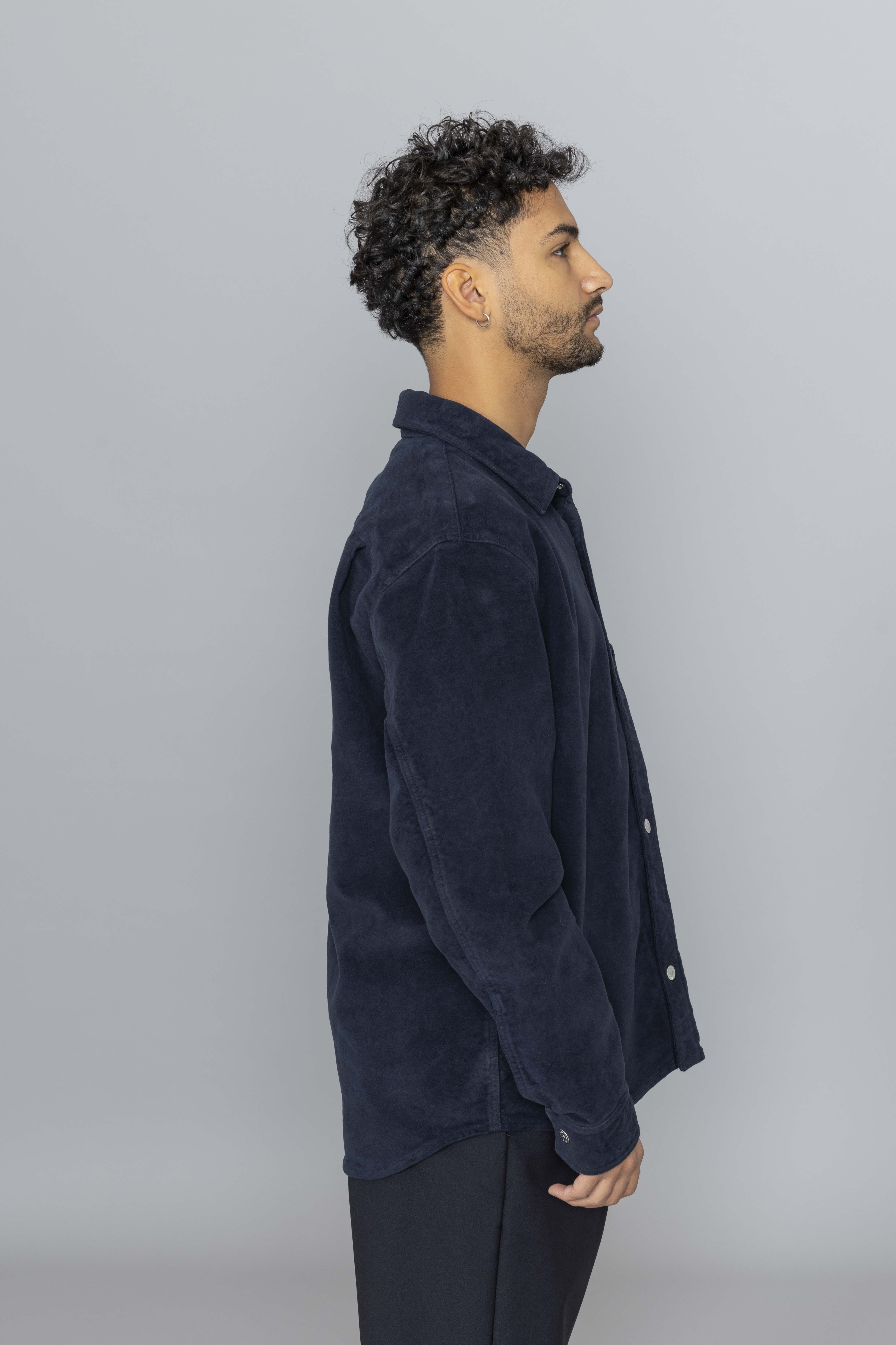 STONEISLANDOvershirtCottonMolenskinTCNavyBlueSide