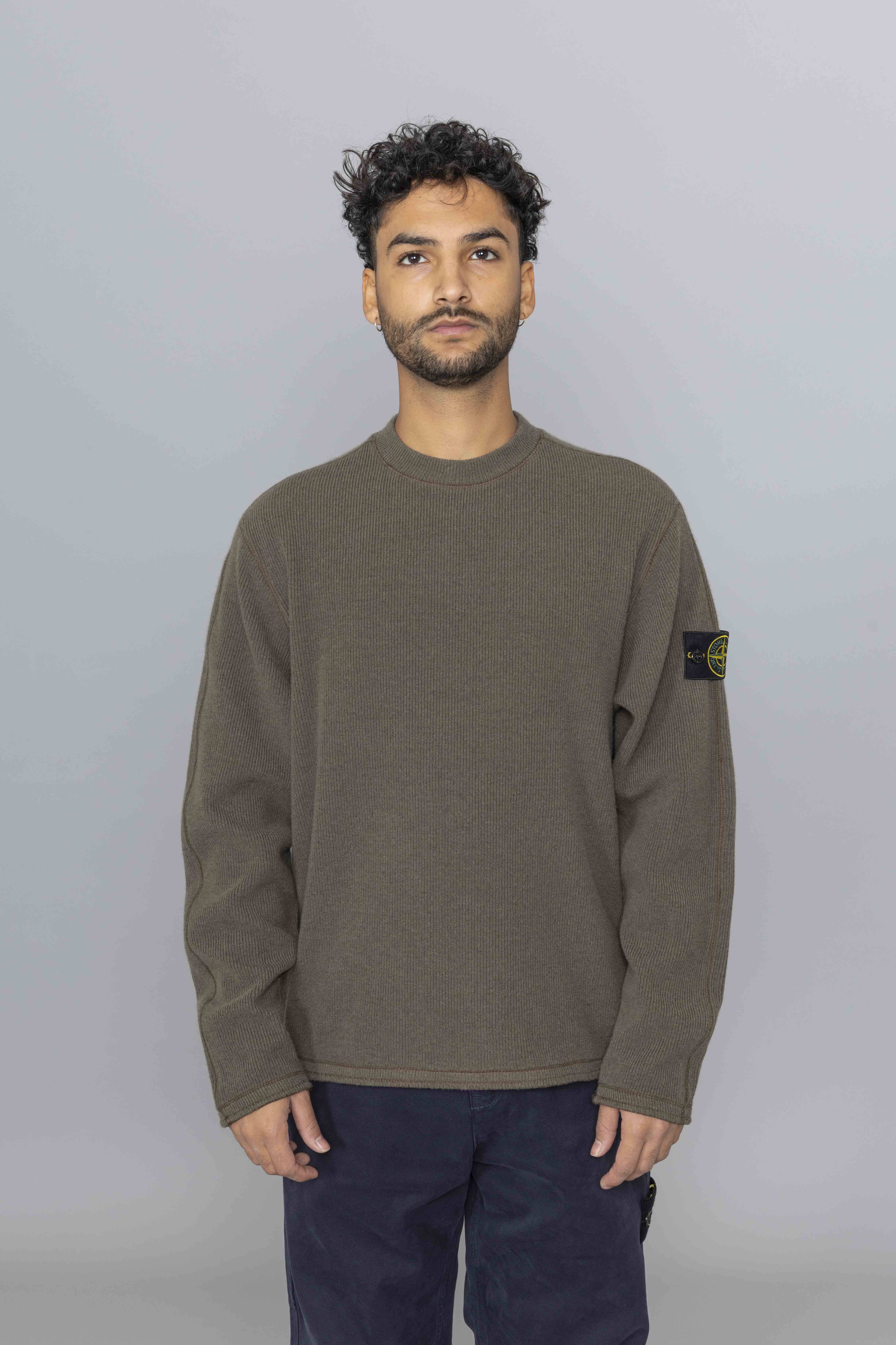STONEISLANDRibbedWoolNylonMilitaryFront