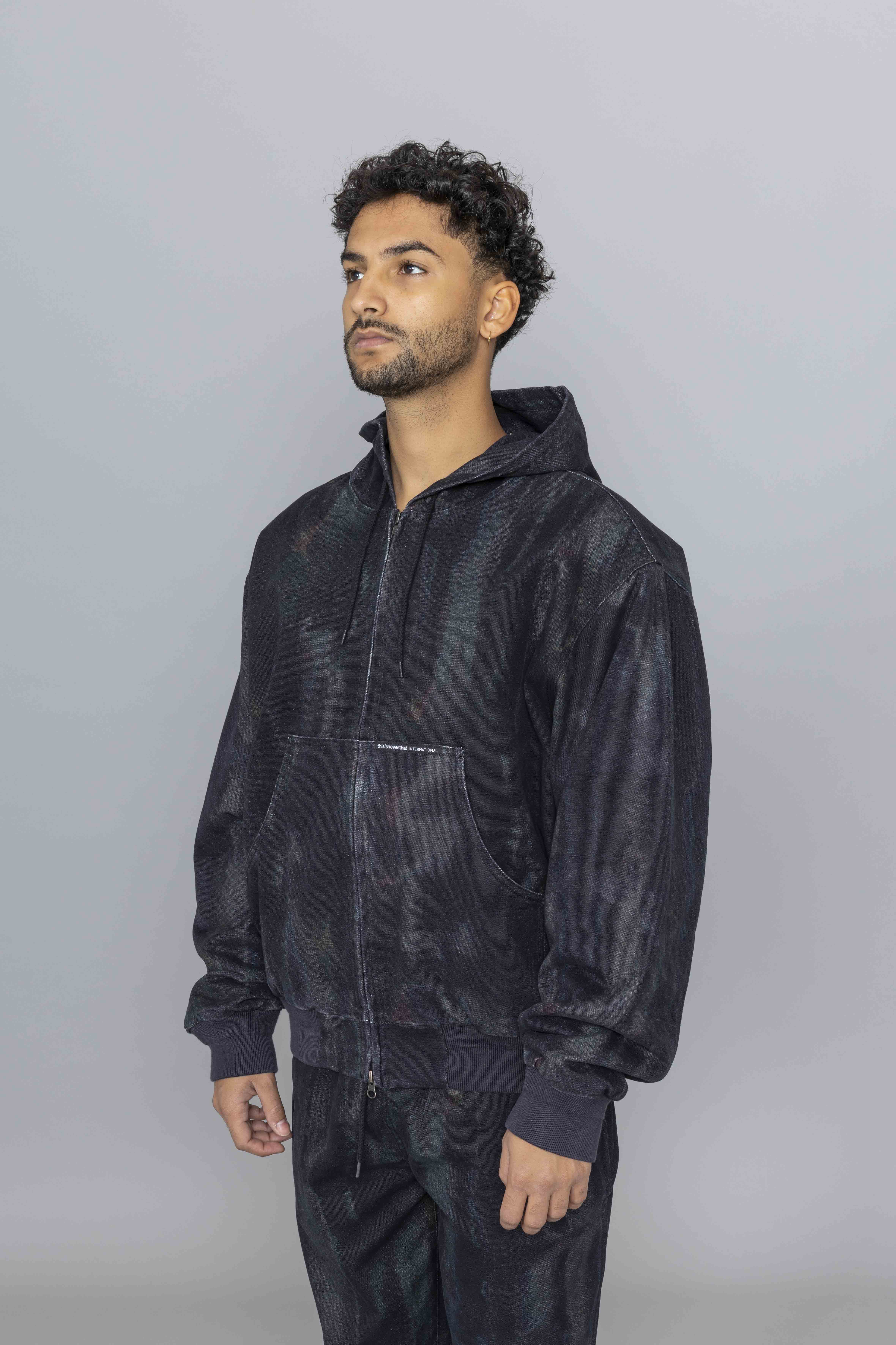 THISISNEVERTHATBlurredHoodedJacketBlackDia