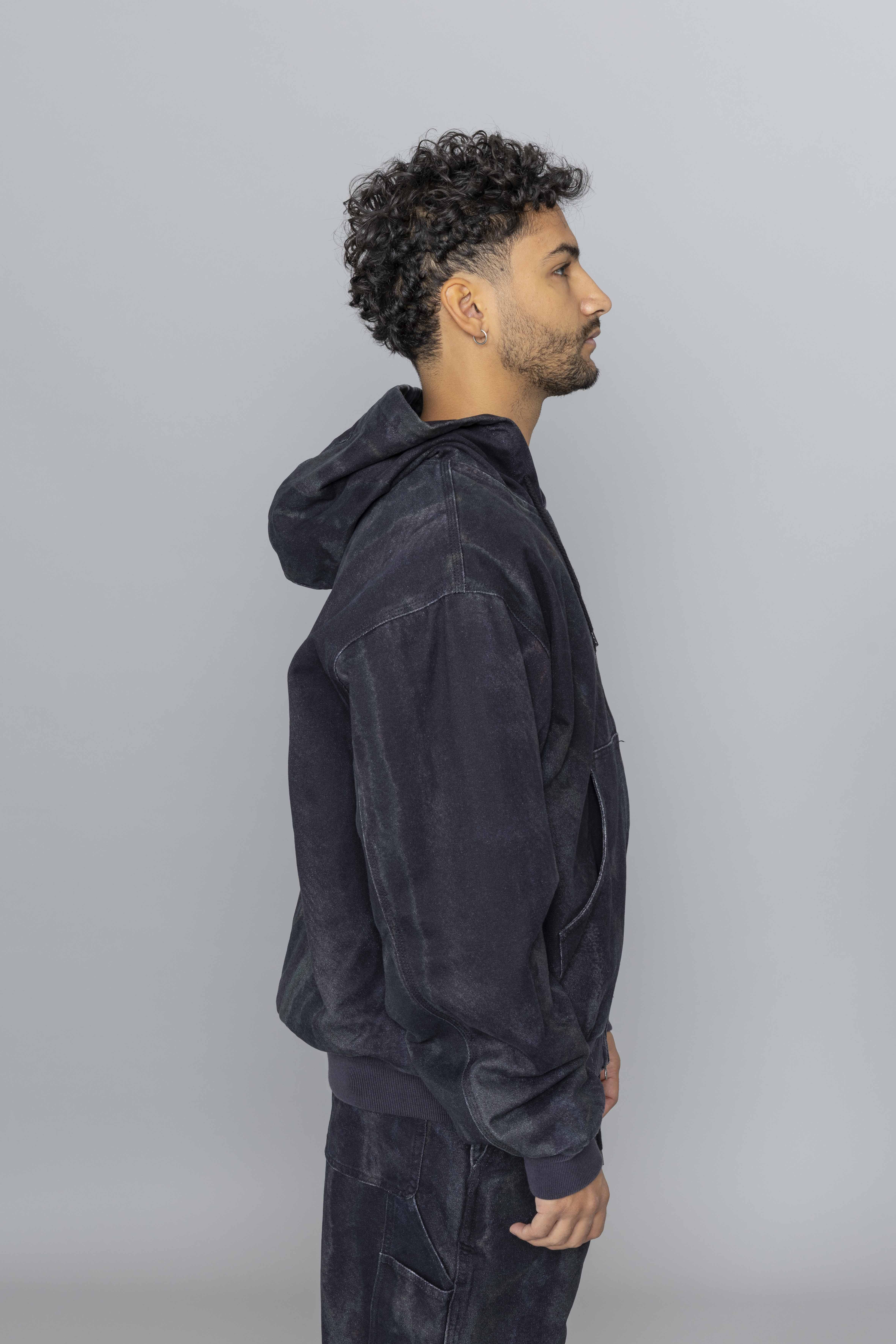 THISISNEVERTHATBlurredHoodedJacketBlackSide