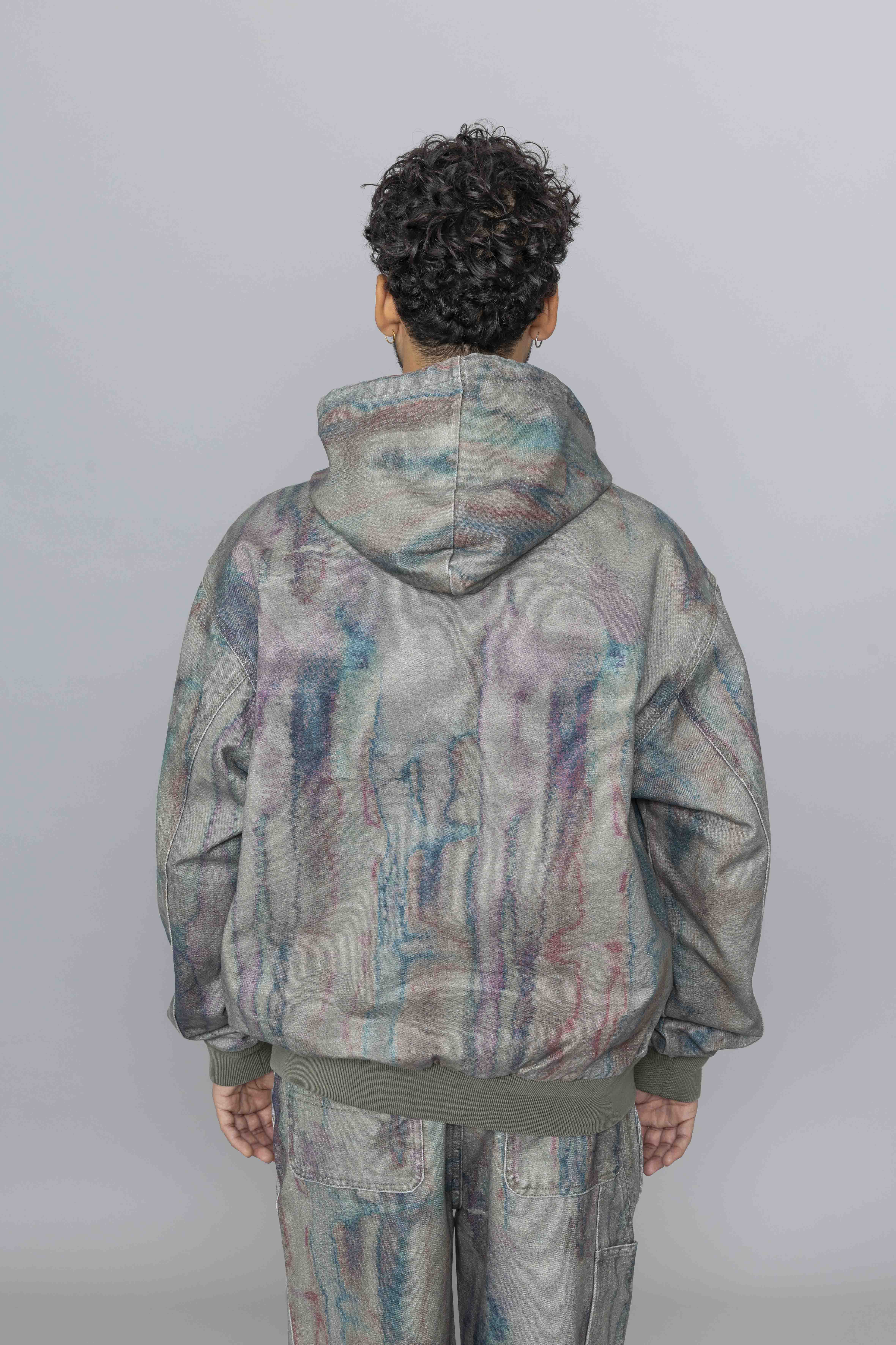 THISISNEVERTHATBlurredHoodedJacketOliveBack