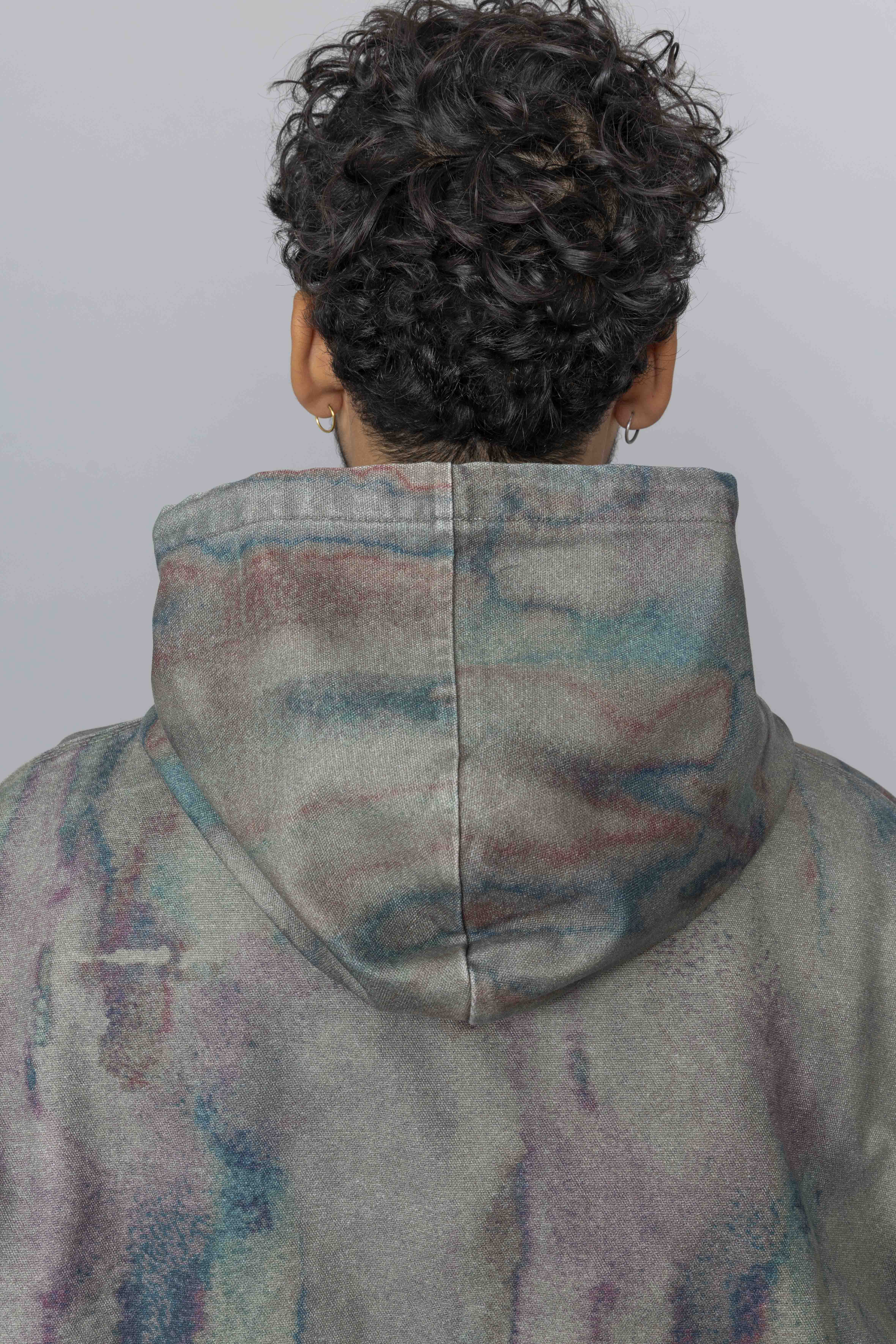 THISISNEVERTHATBlurredHoodedJacketOliveDetail