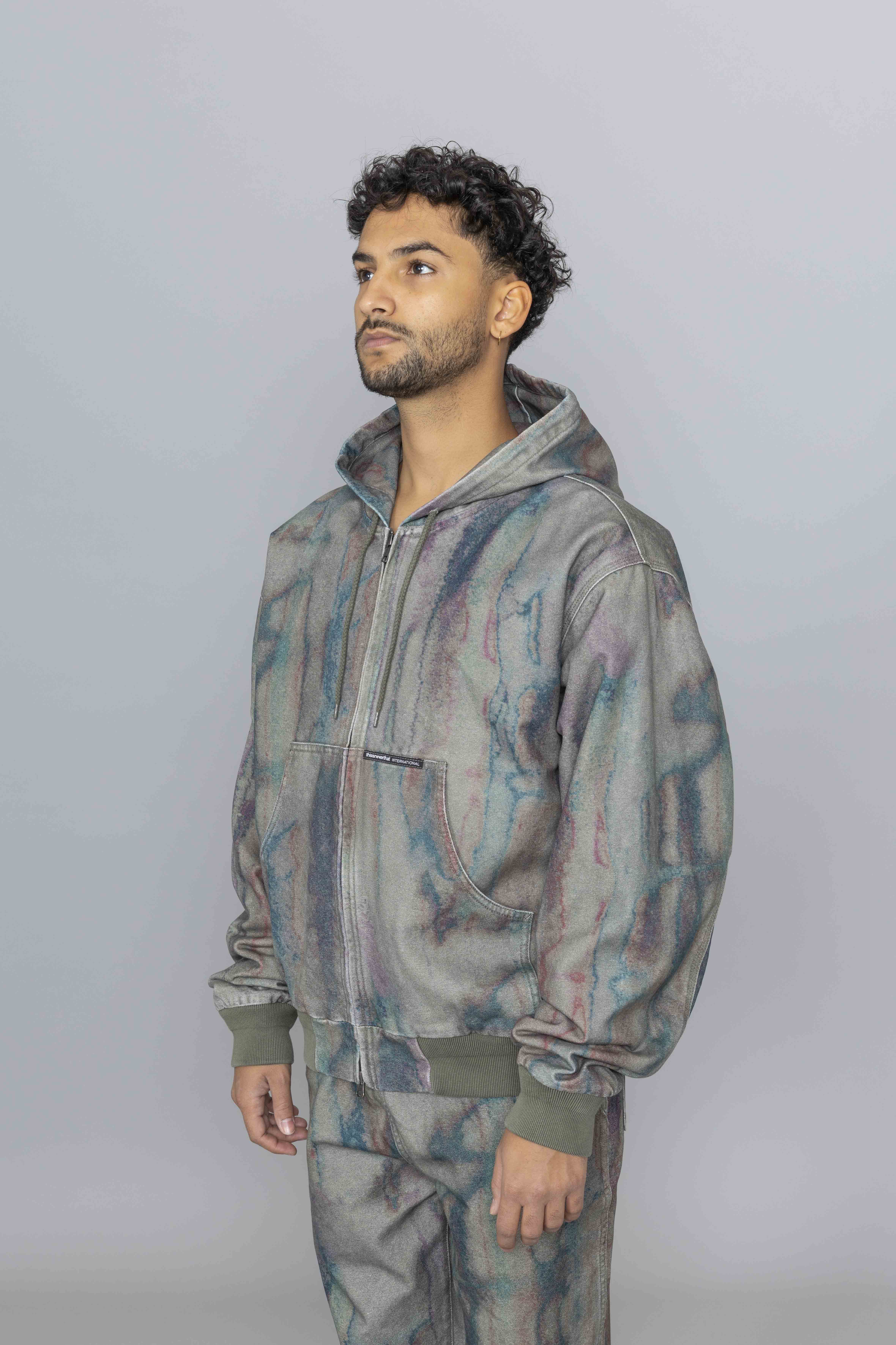 THISISNEVERTHATBlurredHoodedJacketOliveDia