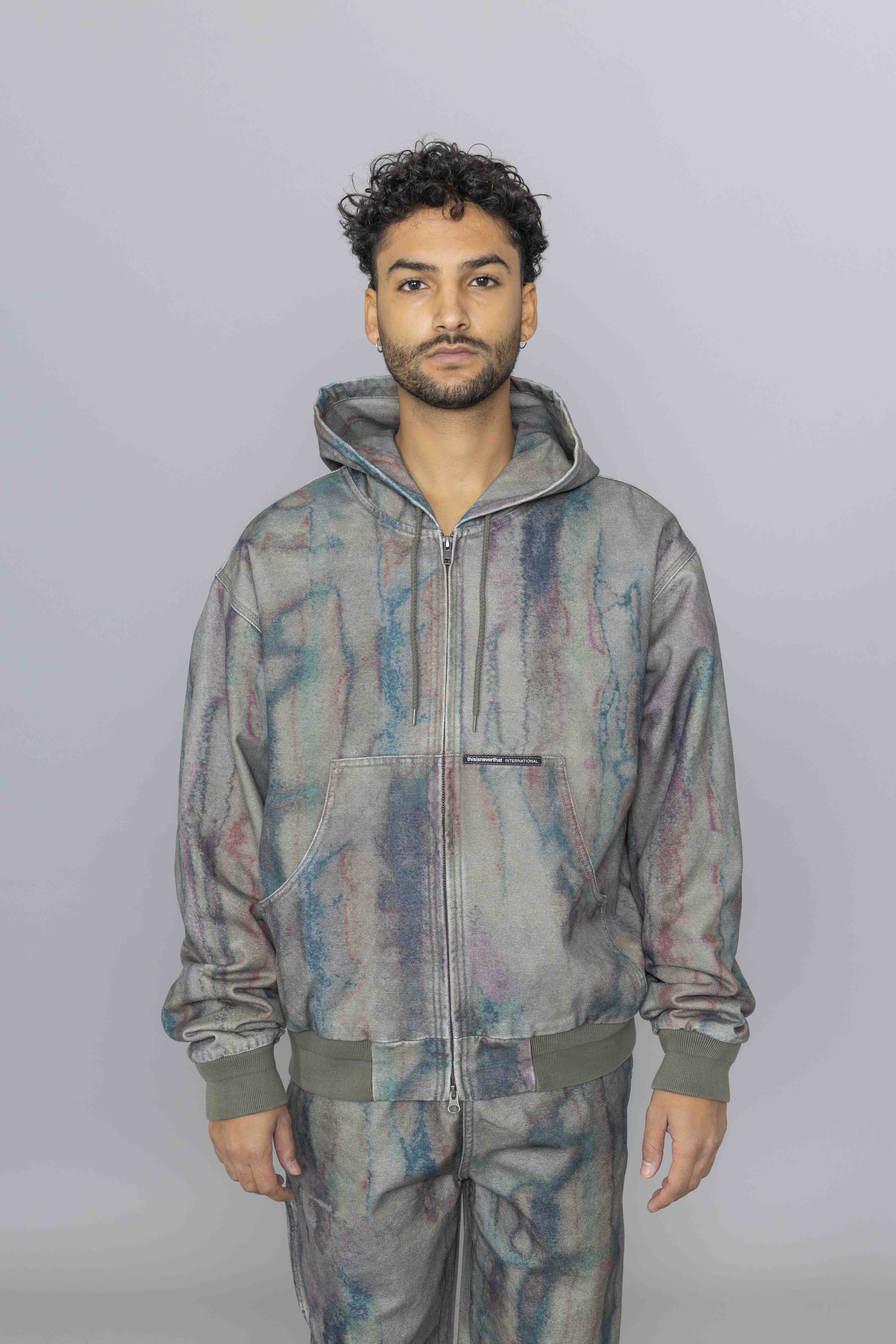 THISISNEVERTHATBlurredHoodedJacketOliveFront