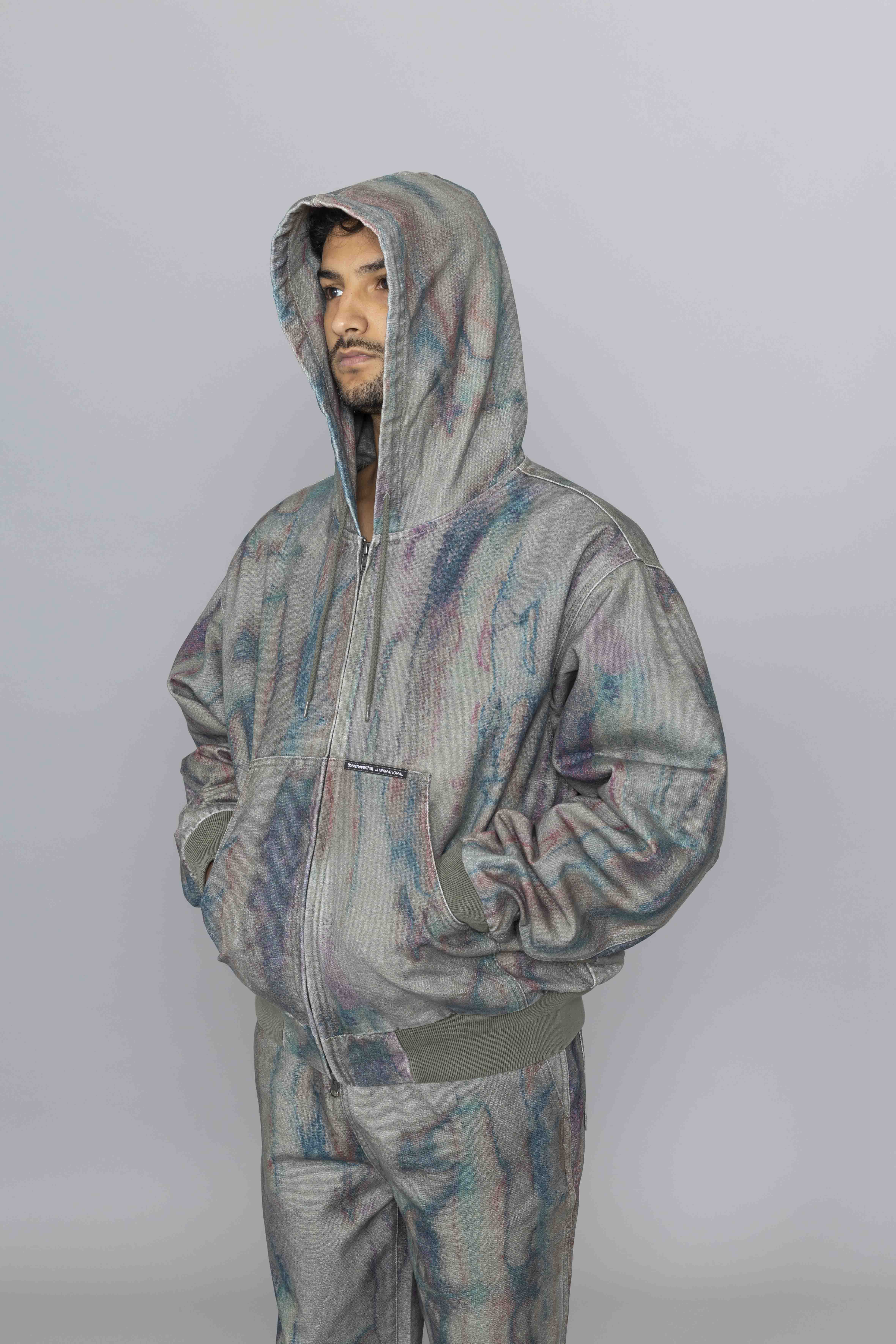 THISISNEVERTHATBlurredHoodedJacketOliveFs