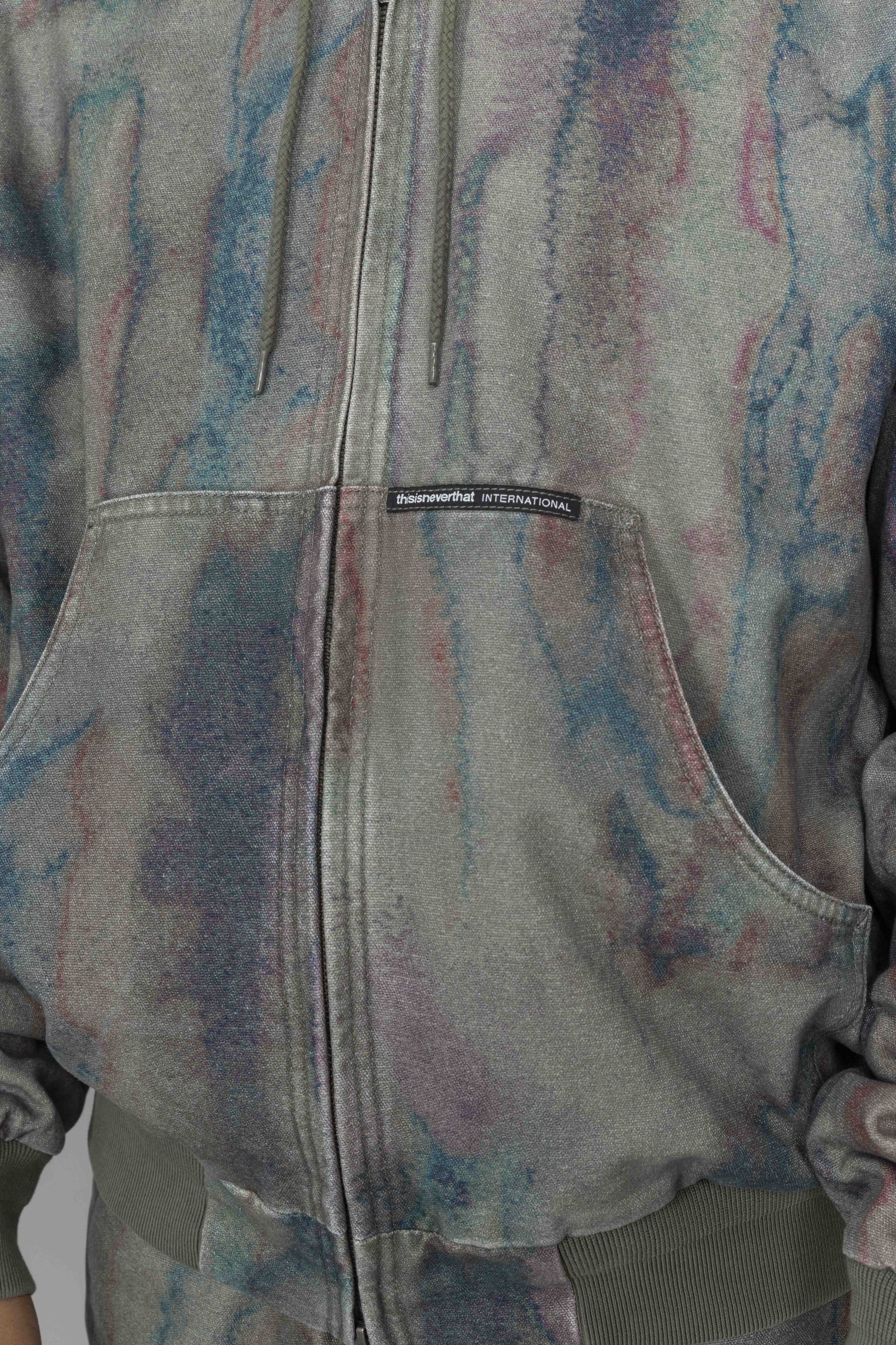 THISISNEVERTHATBlurredHoodedJacketOliveLogo