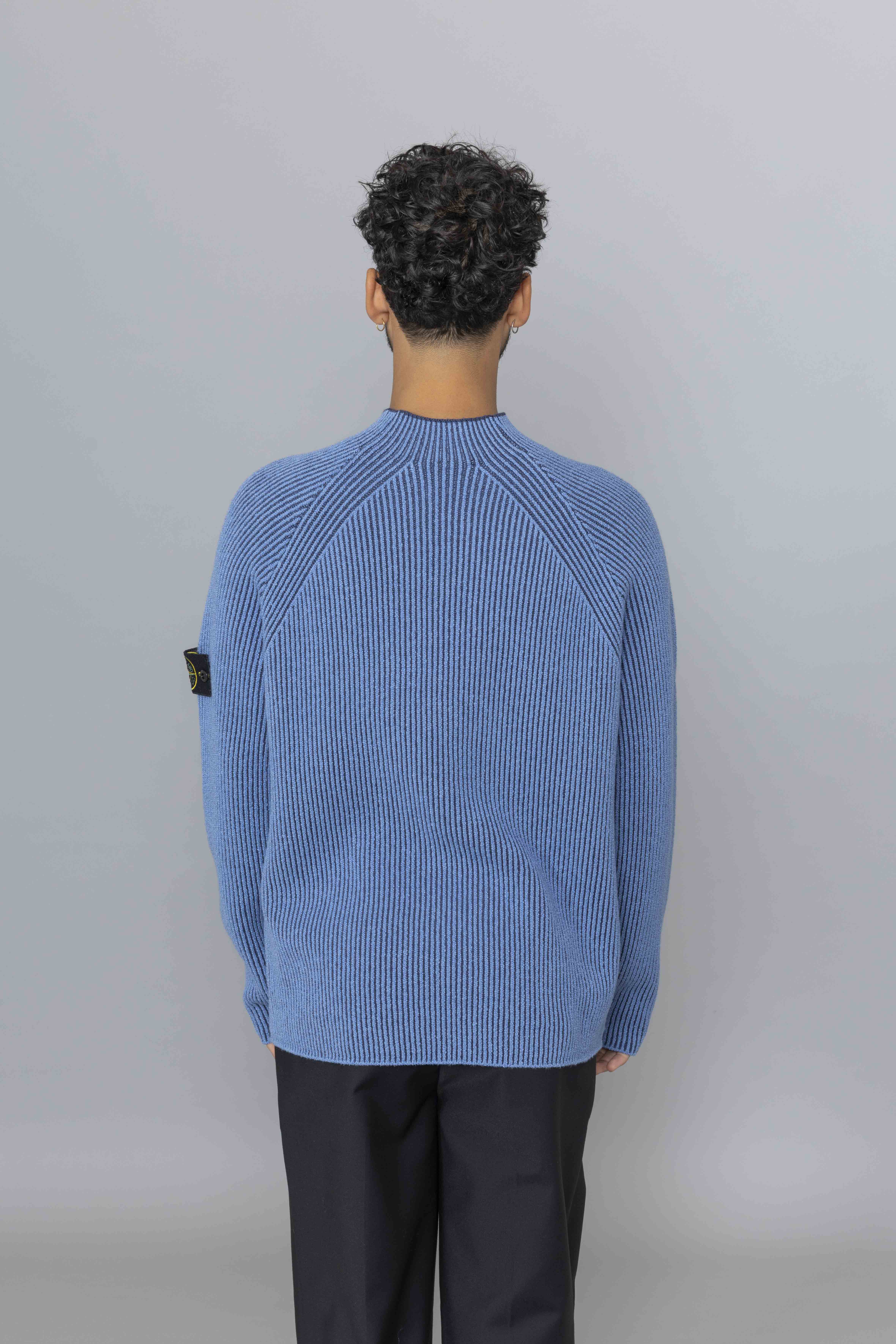STONEISLANDKnitMockNeckJumperSteelBlueBack