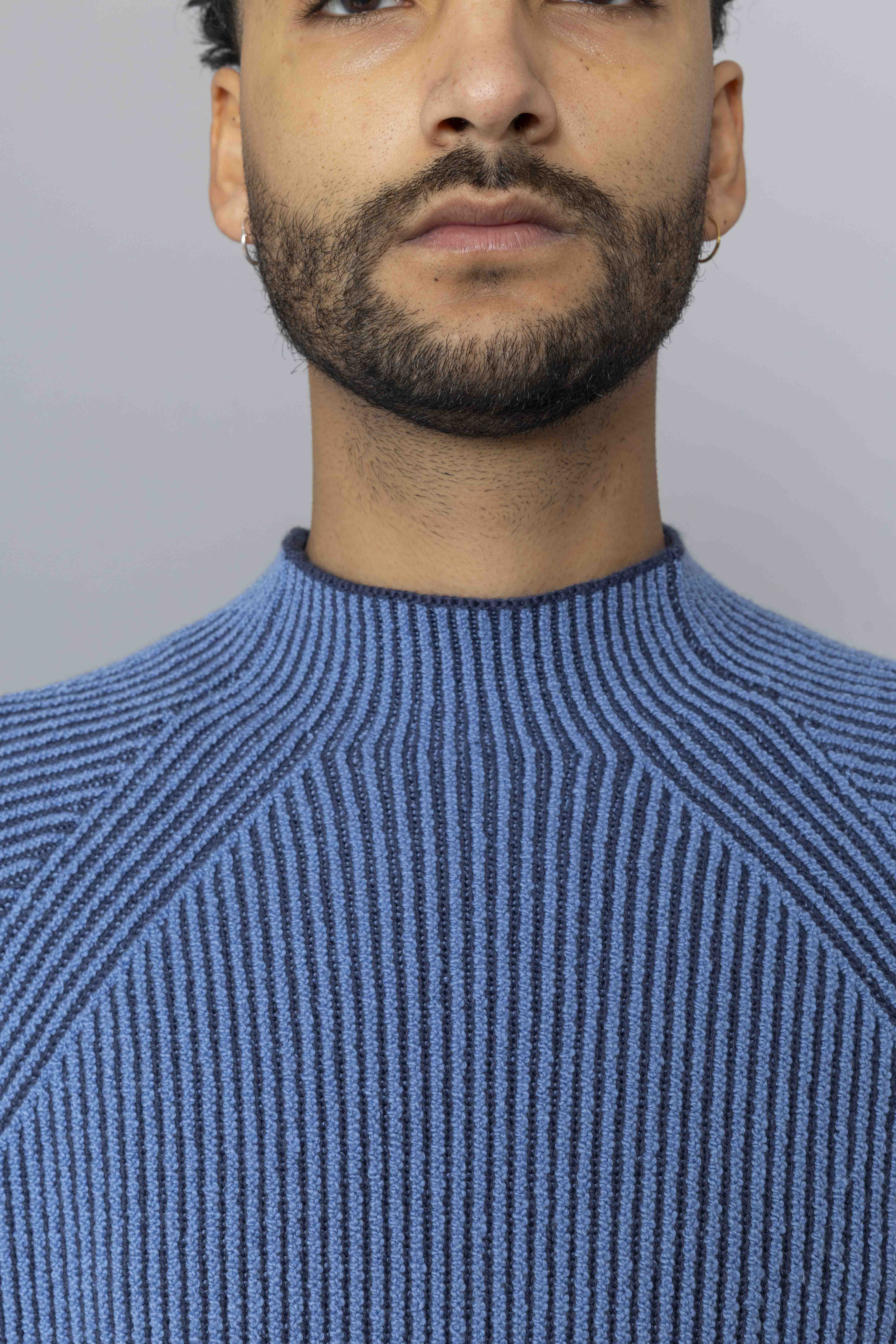 STONEISLANDKnitMockNeckJumperSteelBlueNeck