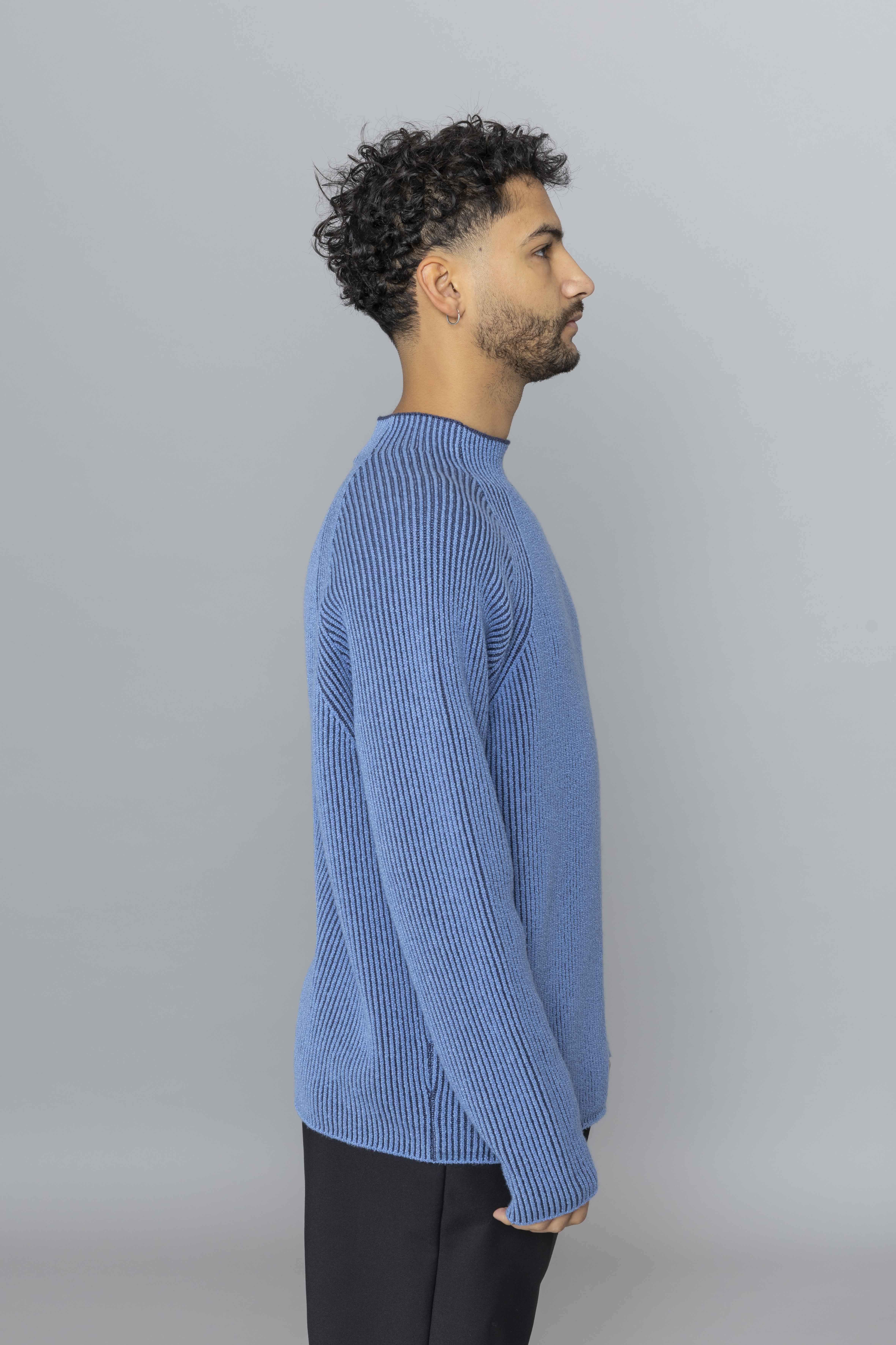 STONEISLANDKnitMockNeckJumperSteelBlueSide