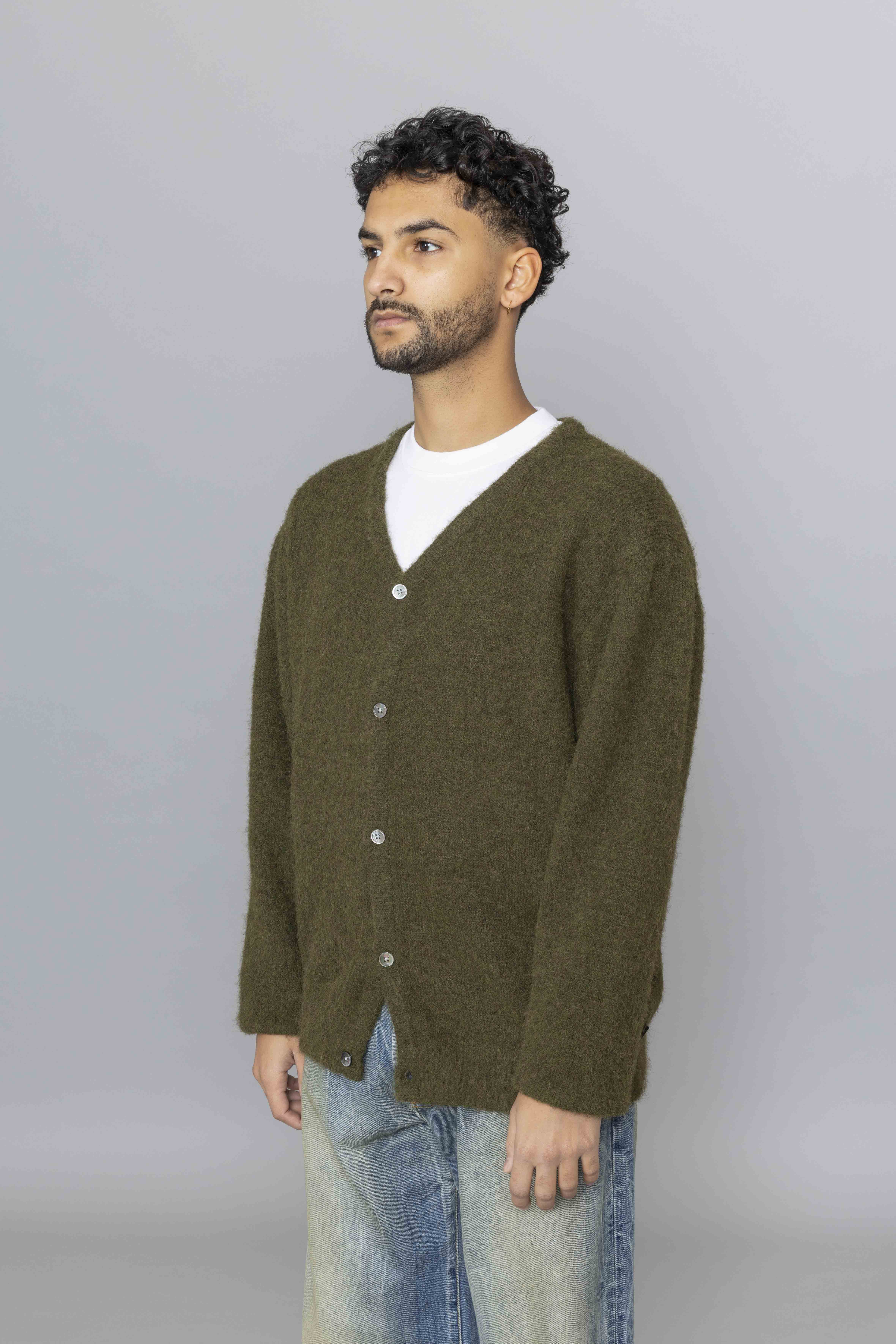 THISISNEVERTHATHairyKnitCardiganOliveGreenDia